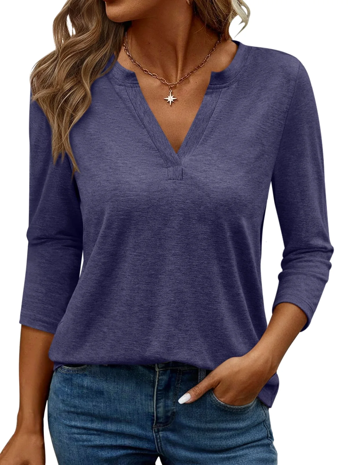 TICTICMIMI V-neck 3/4 sleeve tee