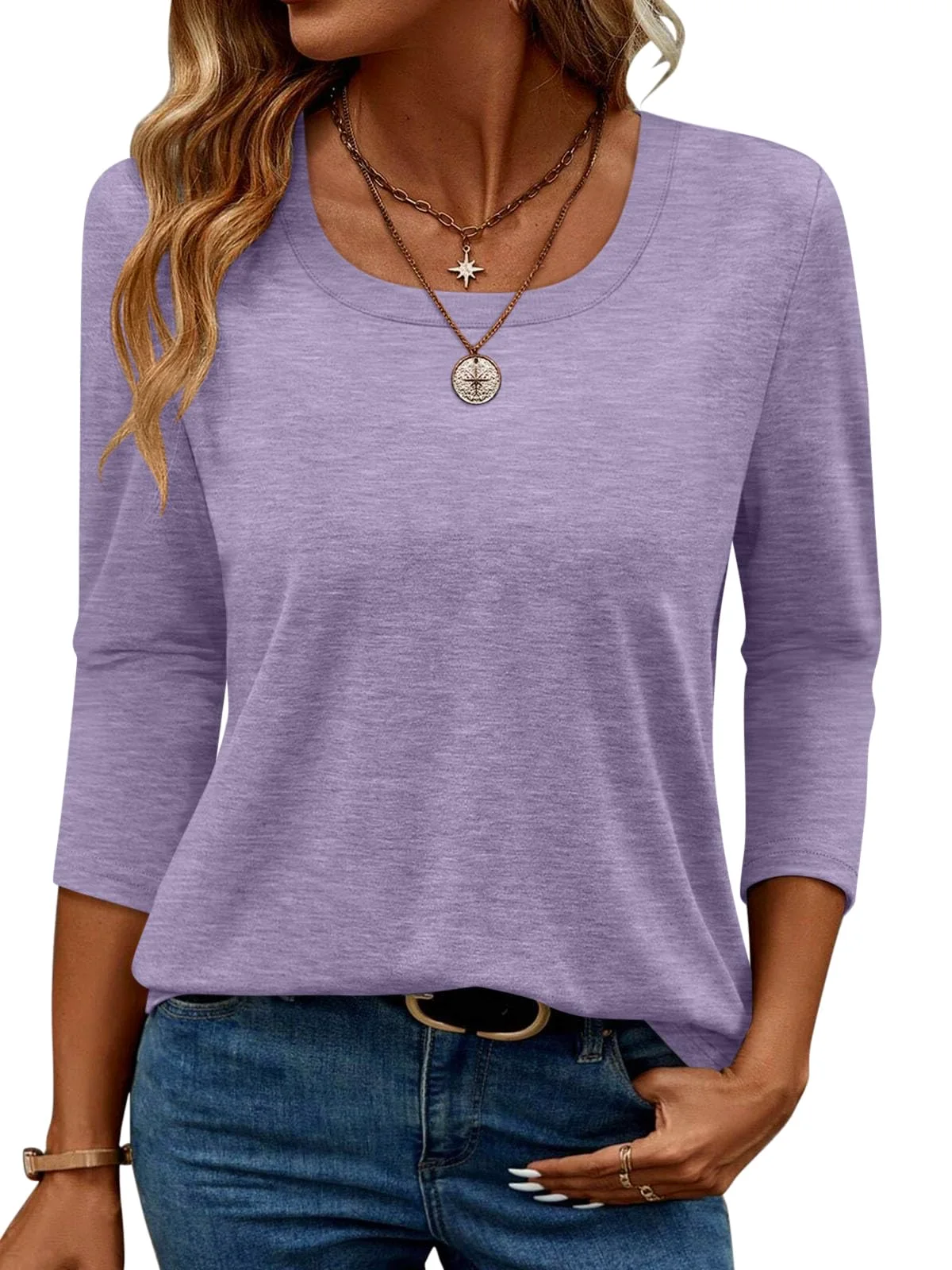 TICTICMIMI Basic 3/4 sleeve tee in Lavender