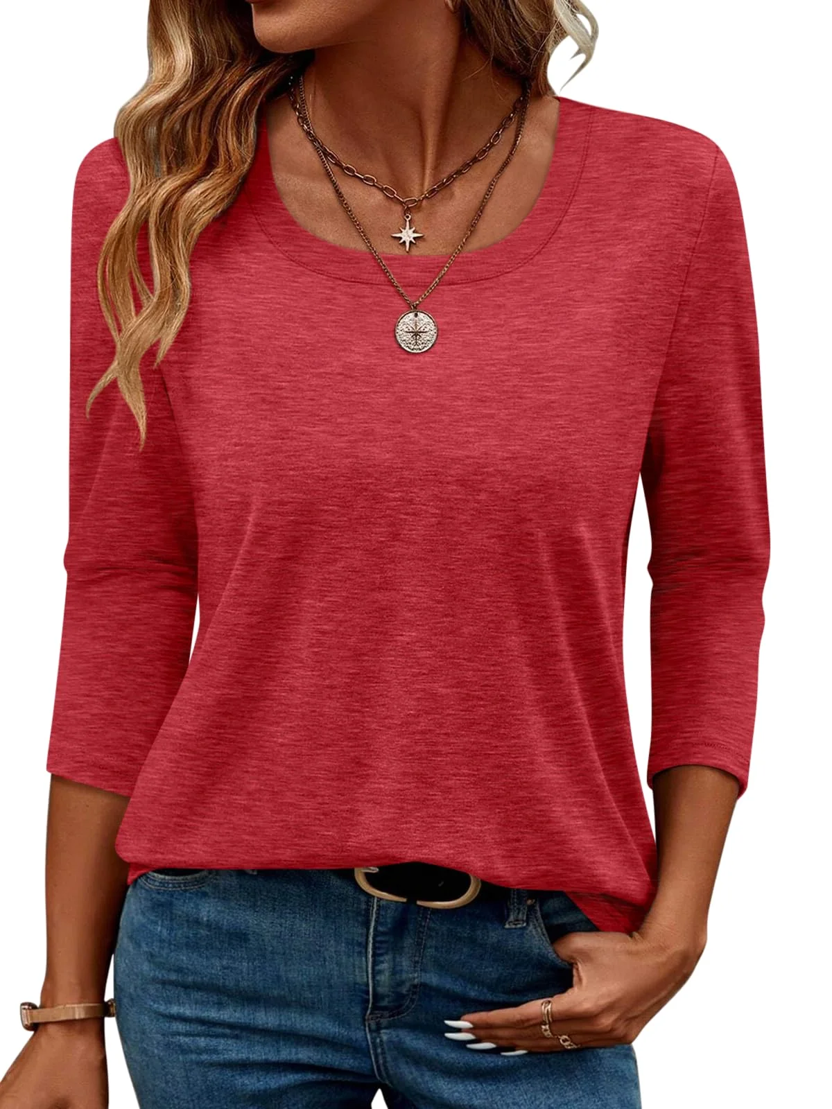 TICTICMIMI Basic 3/4 sleeve tee in Red