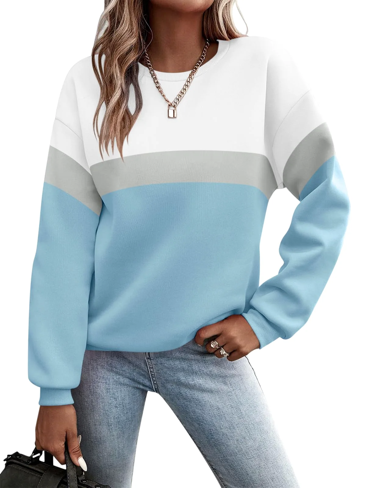 TICTICMIMI Color block crewneck sweatshirt in Blue