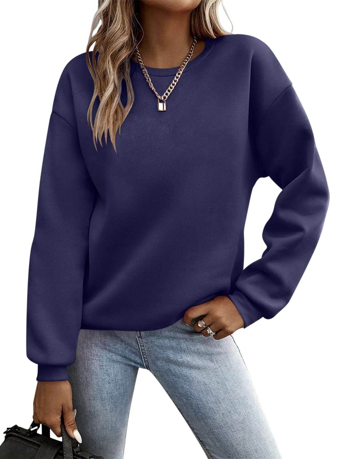 TICTICMIMI Color block crewneck sweatshirt in Navy