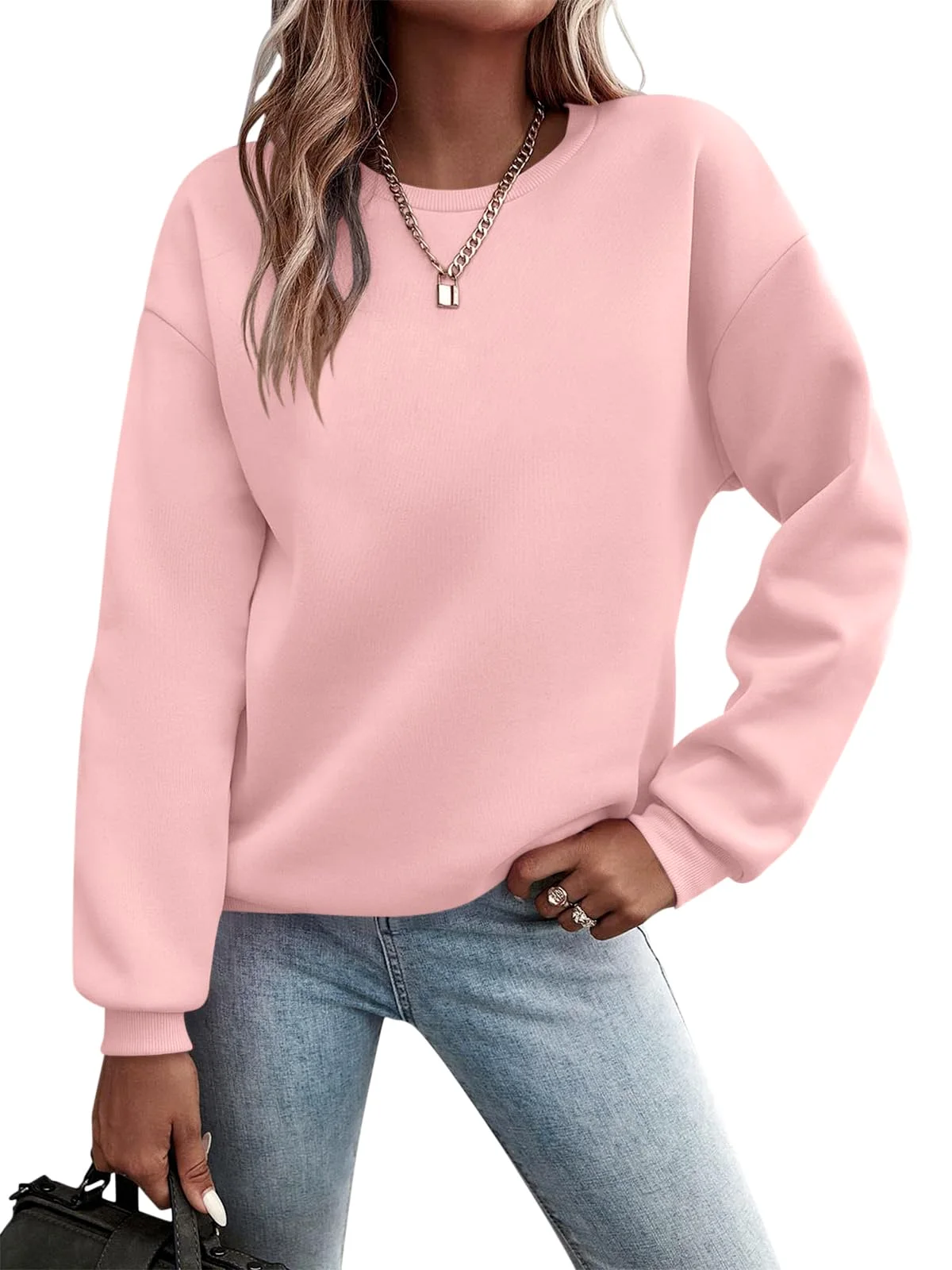TICTICMIMI Color block crewneck sweatshirt in Pink