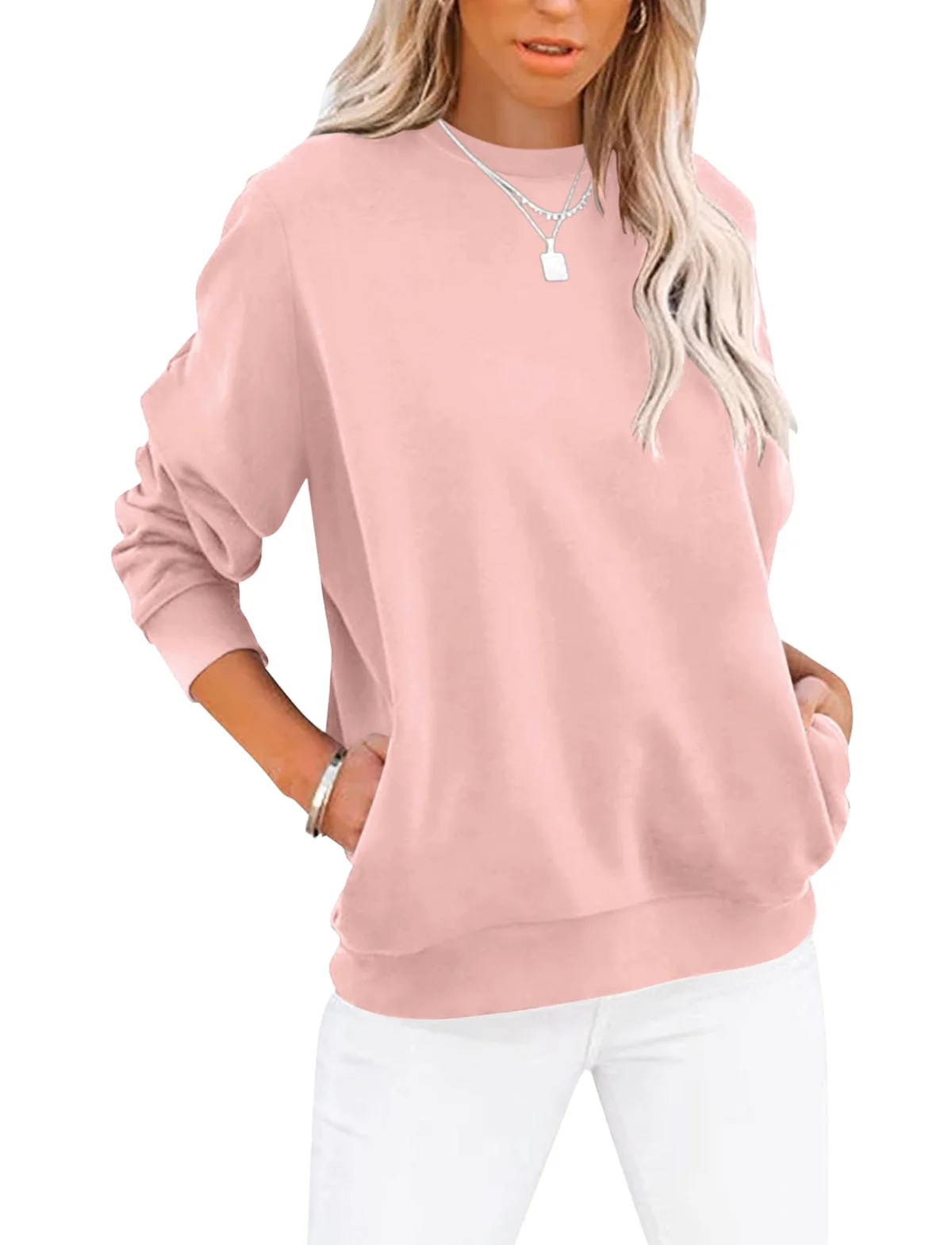 TICTICMIMI Crewneck sweatshirt with side pockets in Blush Pink