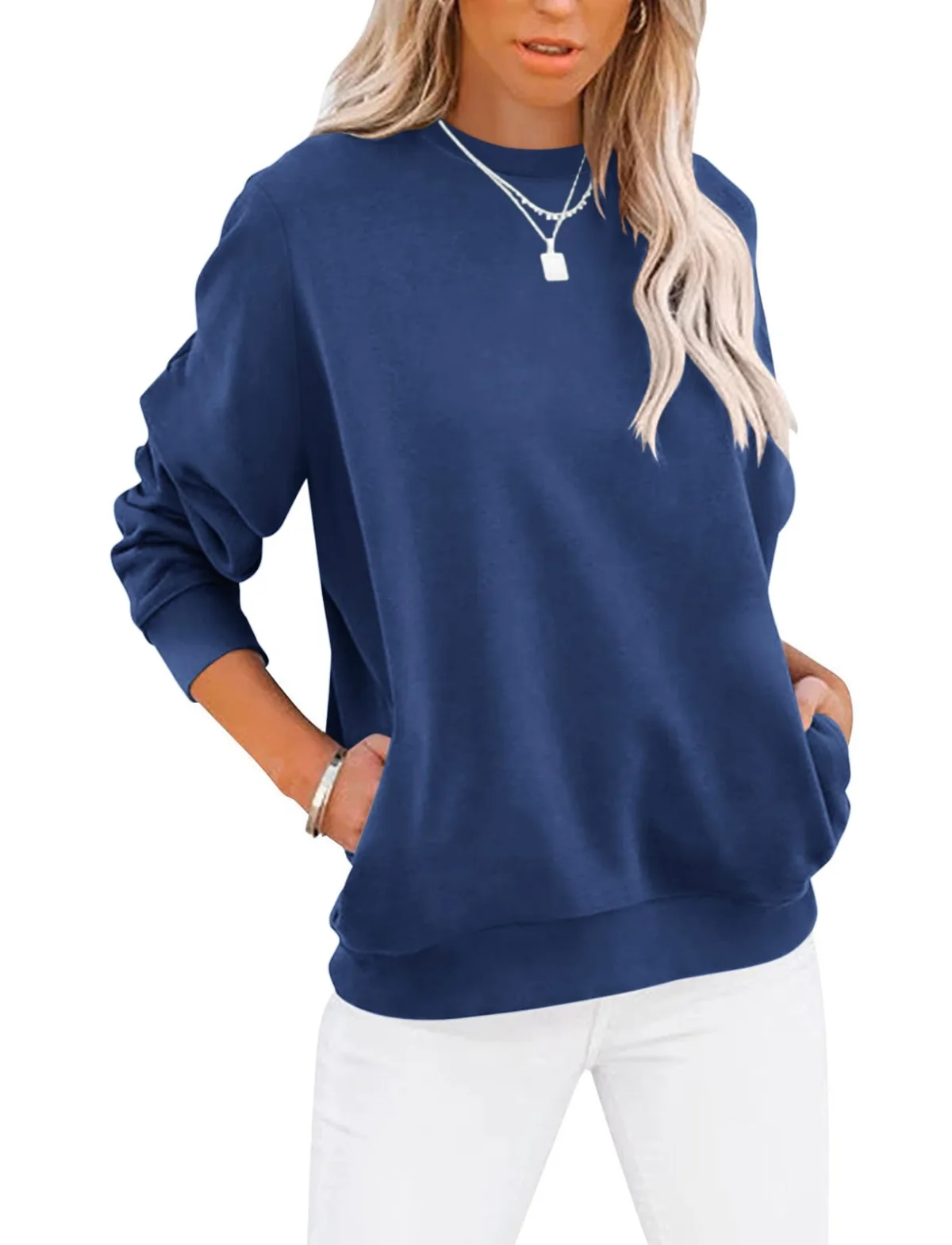 TICTICMIMI Crewneck sweatshirt with side pockets in Dark Blue