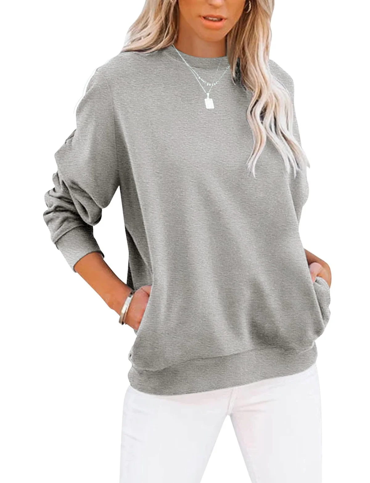 TICTICMIMI Crewneck sweatshirt with side pockets in Gray
