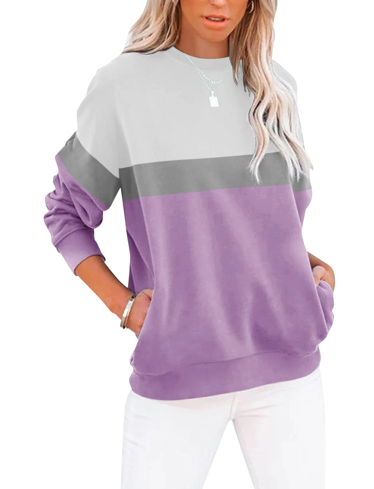 TICTICMIMI Crewneck sweatshirt with side pockets in Lavender
