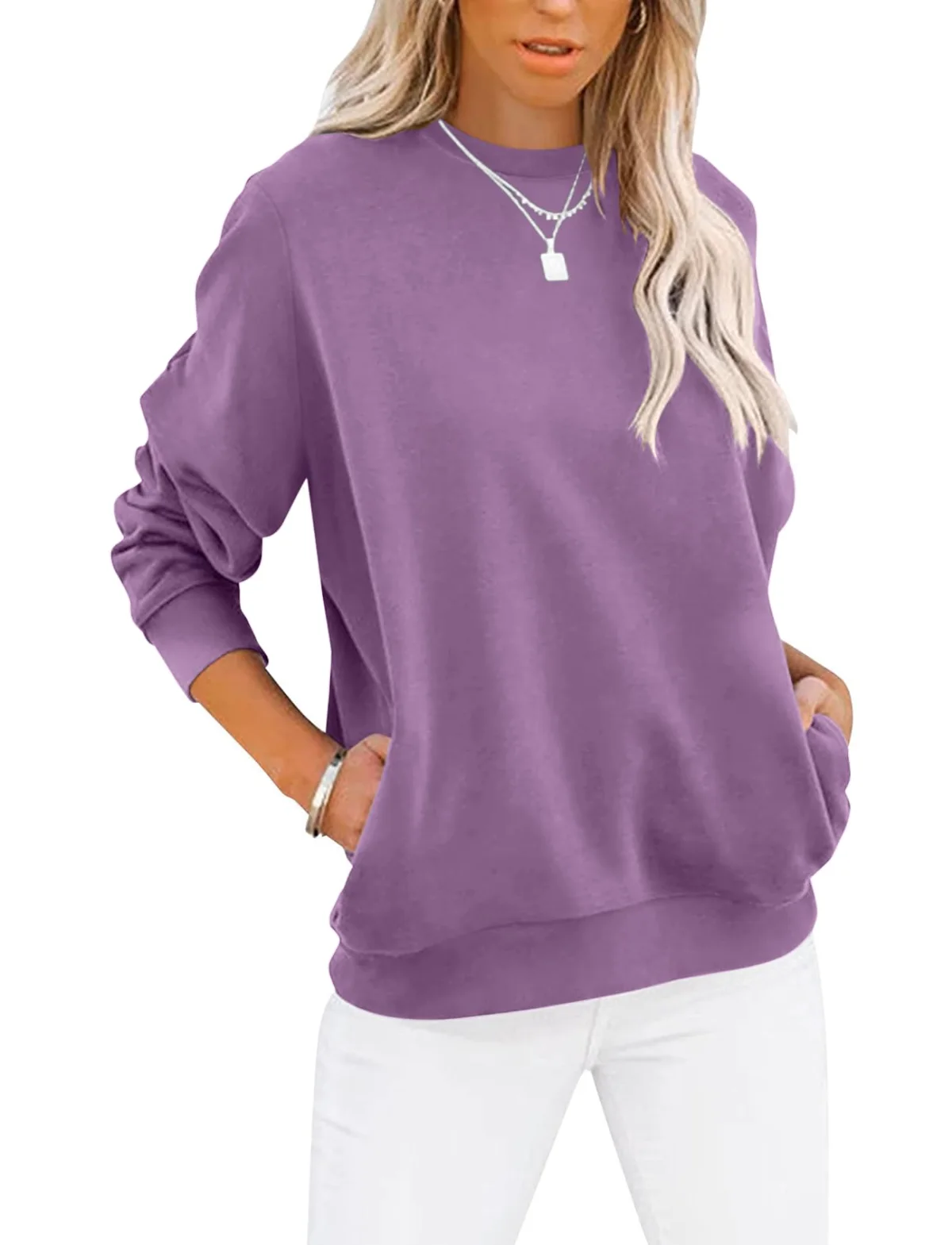 TICTICMIMI Crewneck sweatshirt with side pockets in Light Purple
