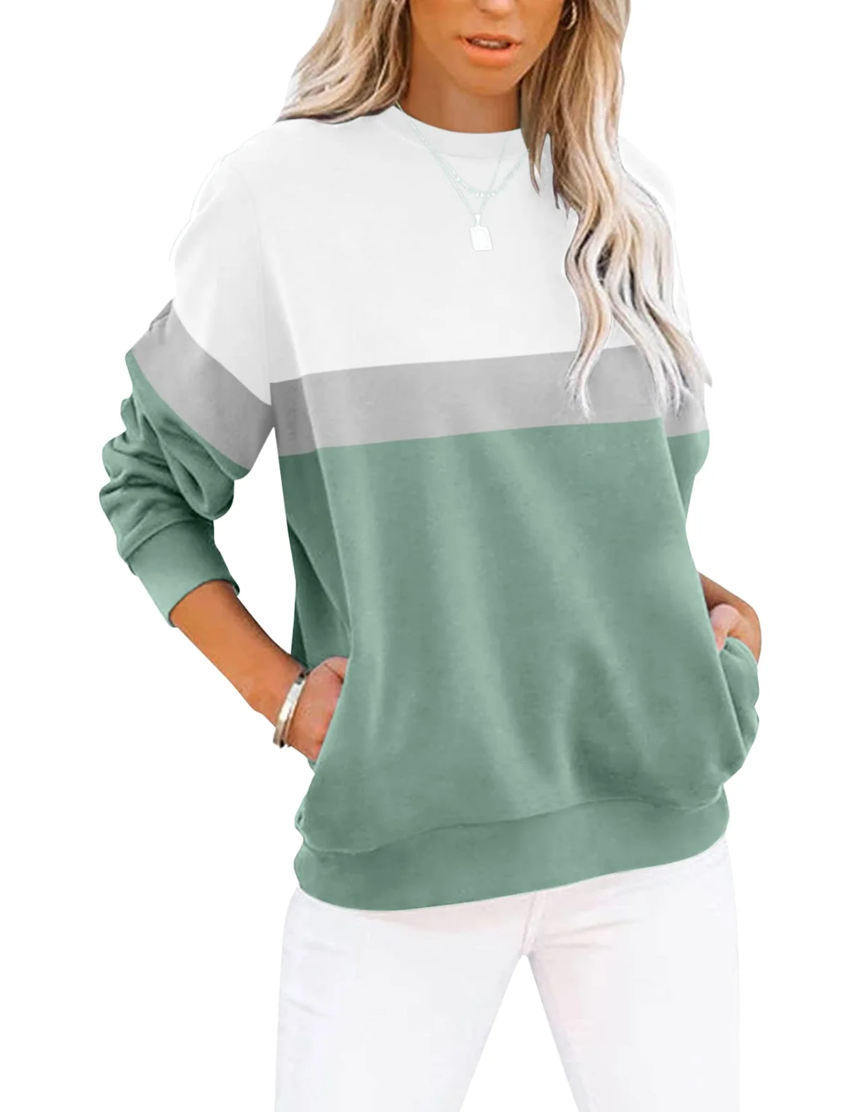 TICTICMIMI Crewneck sweatshirt with side pockets in Mint
