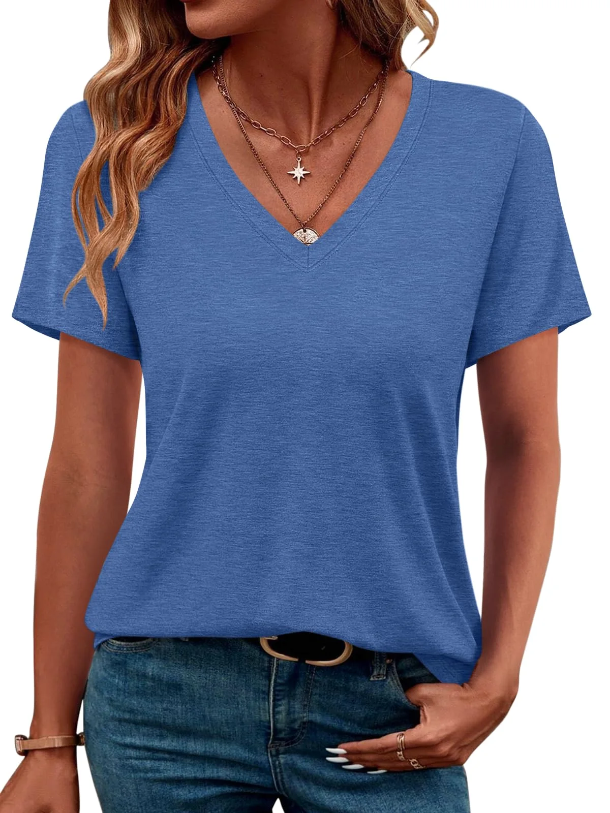 TICTICMIMI Everyday V-neck tee in Blue
