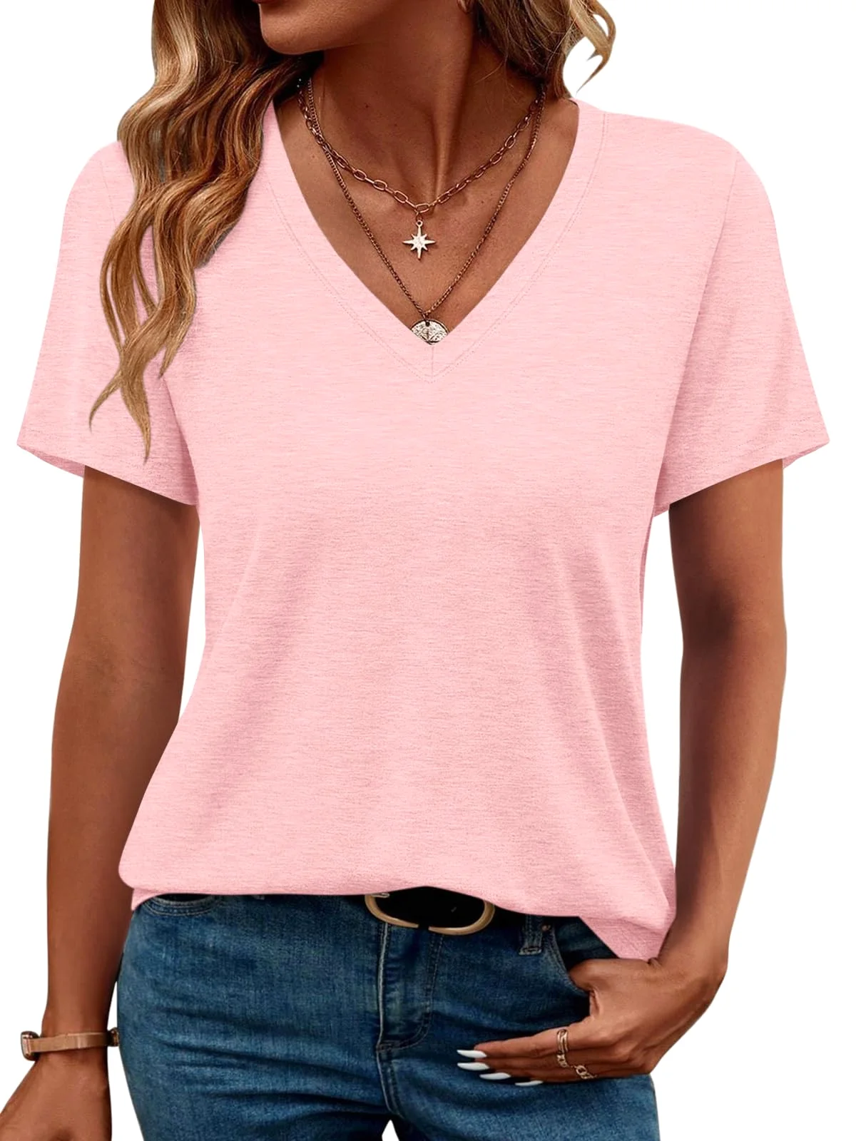 TICTICMIMI Everyday V-neck tee in Pink