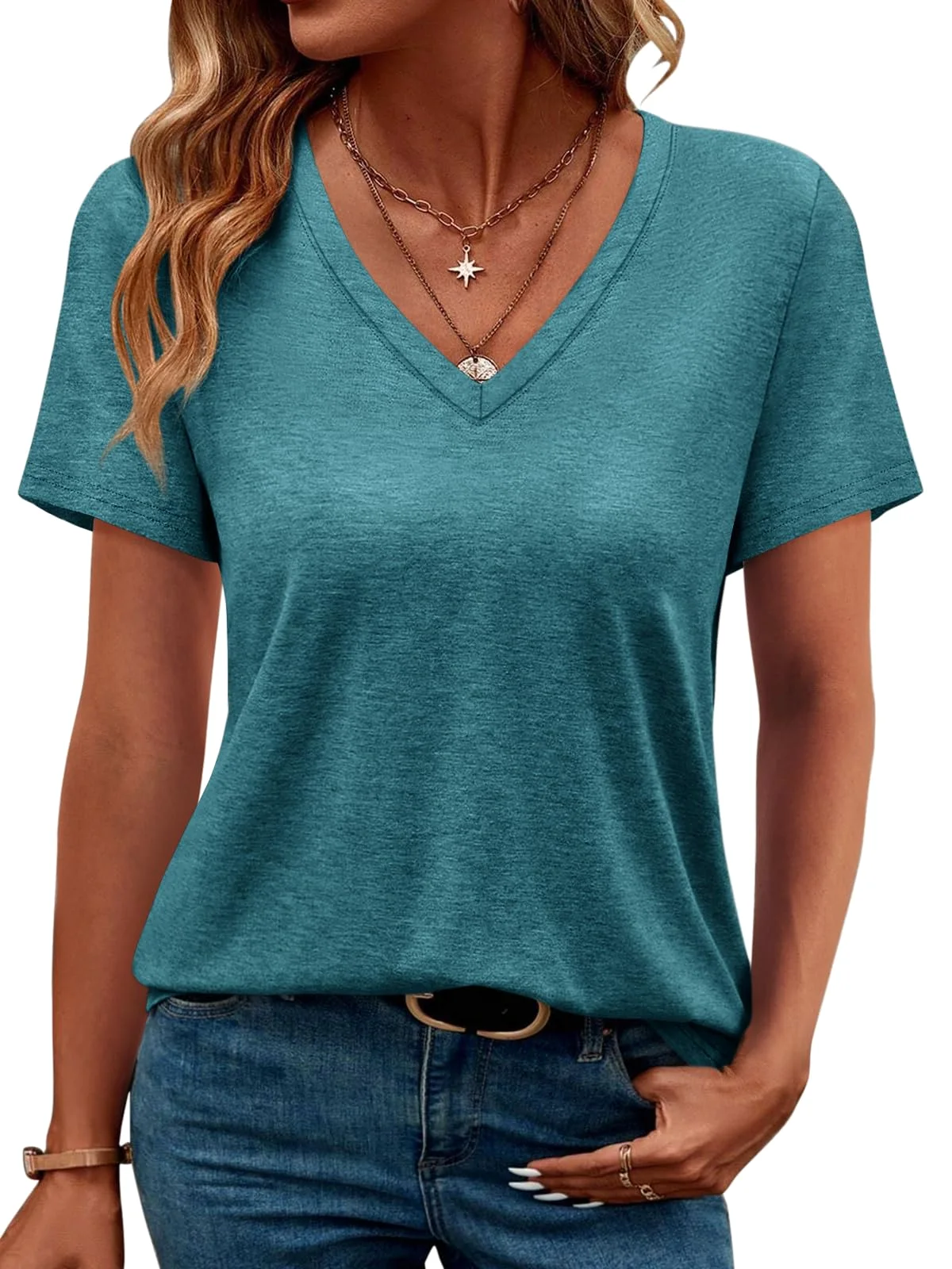 TICTICMIMI Everyday V-neck tee in Teal