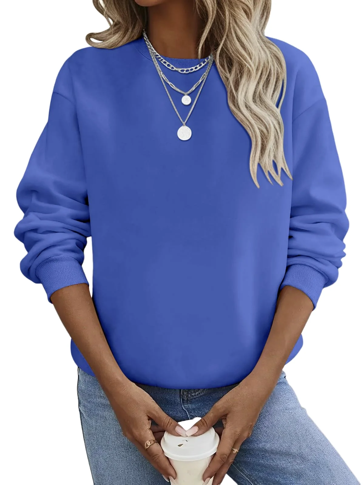 TICTICMIMI Fleece-lined crewneck sweatshirt in Blue