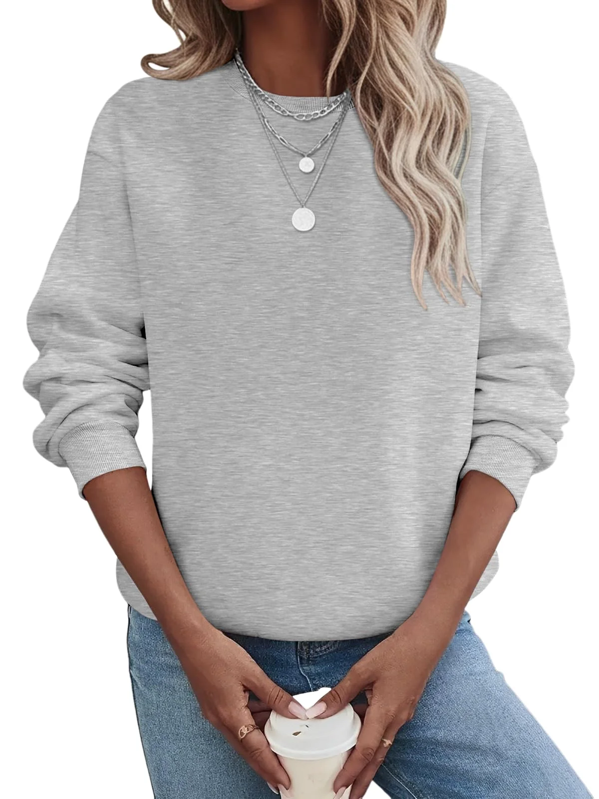 TICTICMIMI Fleece-lined crewneck sweatshirt in Gray