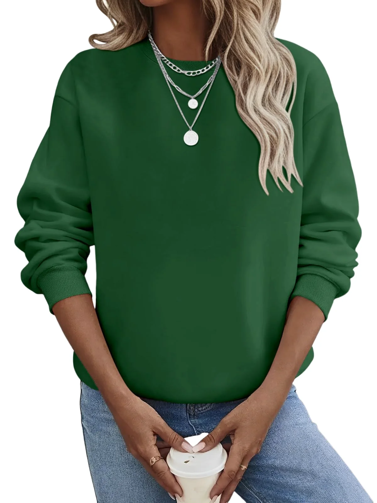 TICTICMIMI Fleece-lined crewneck sweatshirt in Green