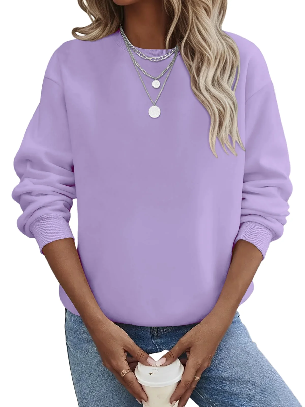 TICTICMIMI Fleece-lined crewneck sweatshirt in Lavender