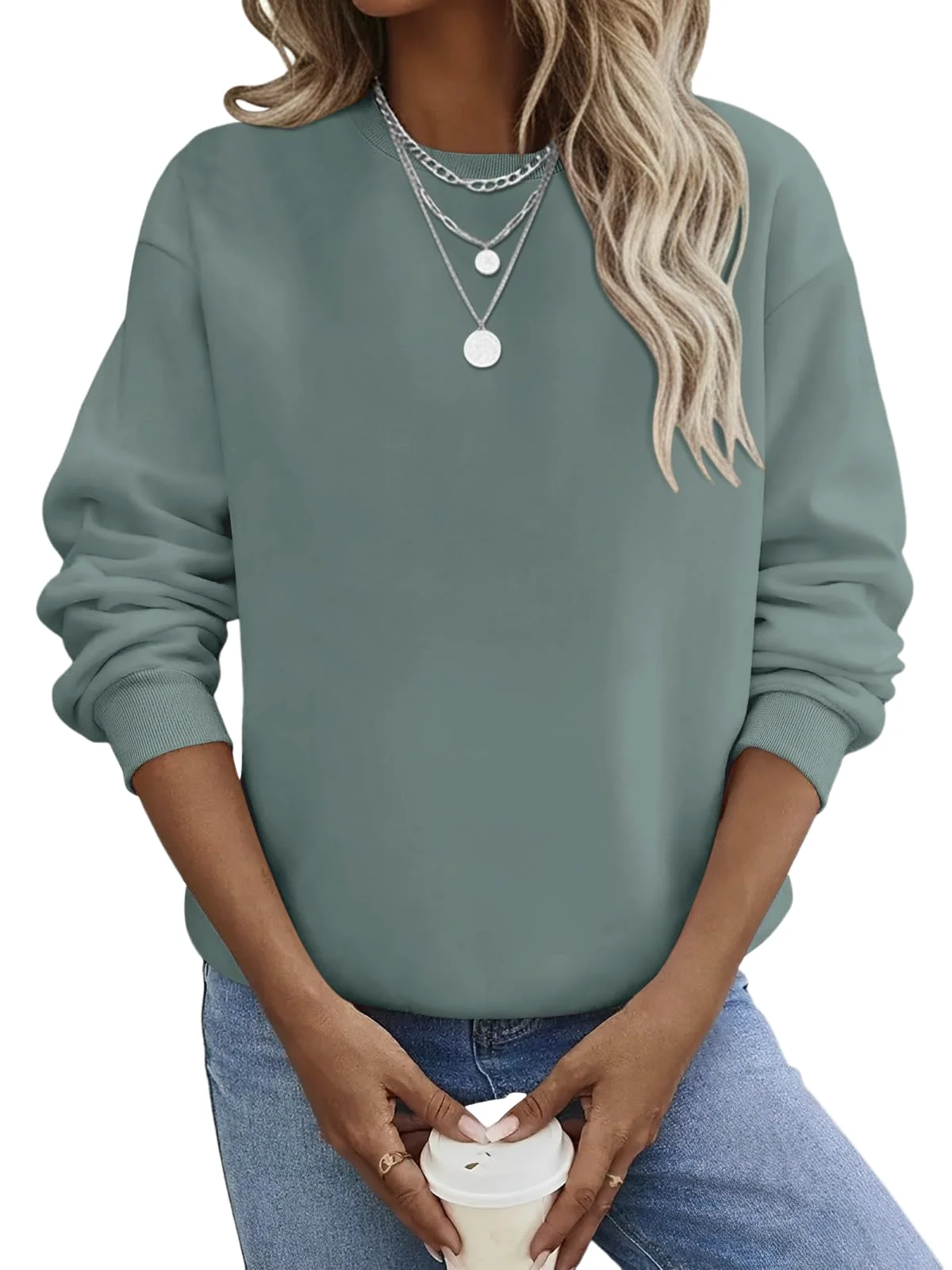 TICTICMIMI Fleece-lined crewneck sweatshirt in Mint Green