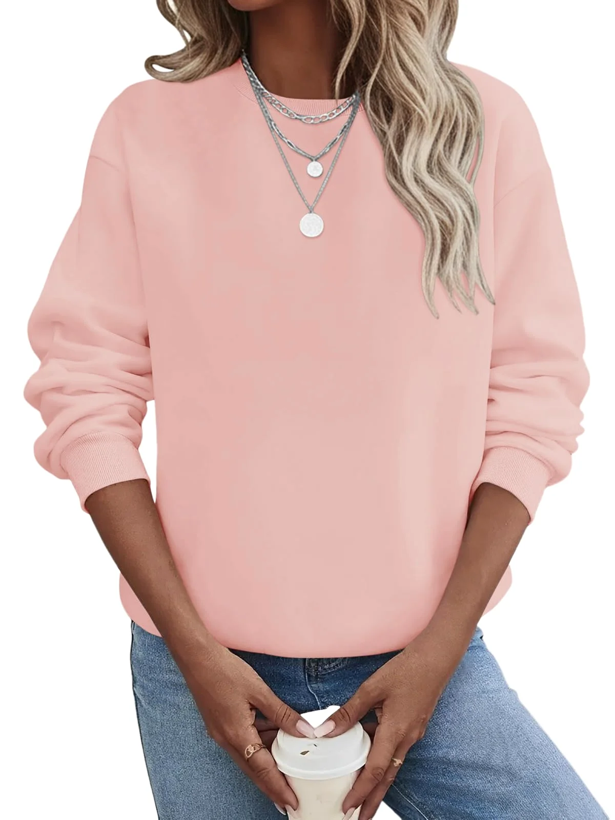 TICTICMIMI Fleece-lined crewneck sweatshirt in Pink