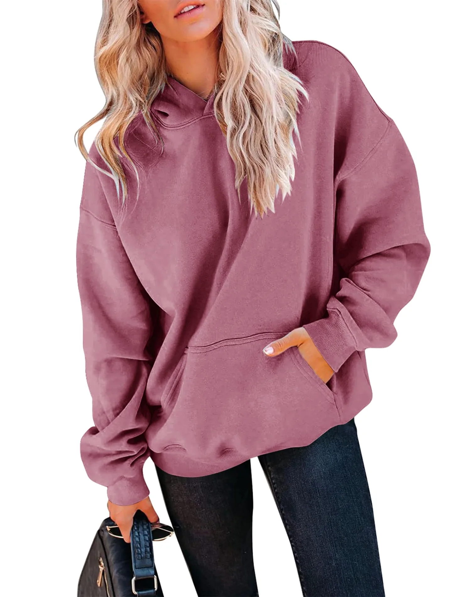 TICTICMIMI Fleece pullover hoodie in Dark Pink