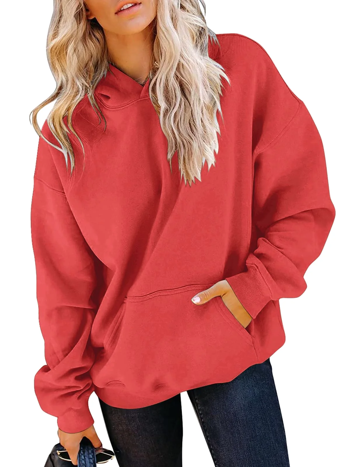 TICTICMIMI Fleece pullover hoodie in Red