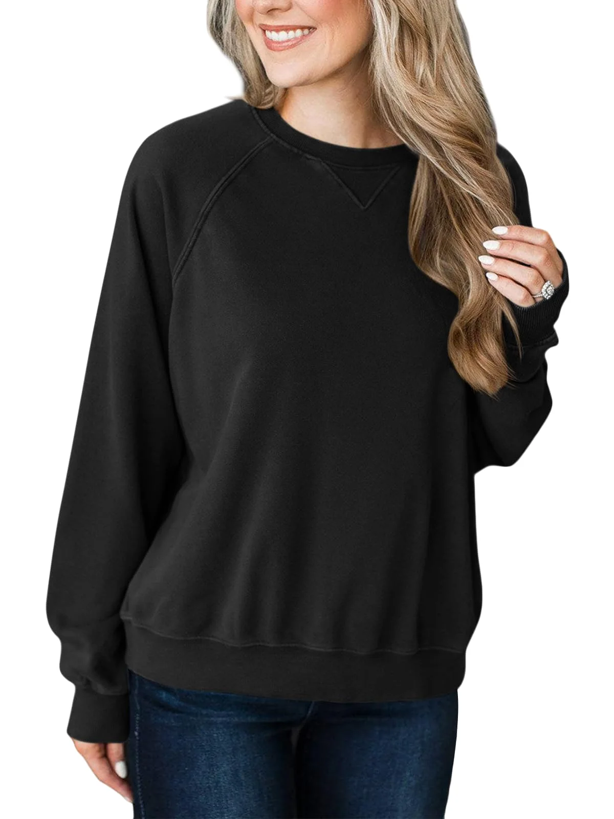 TICTICMIMI Light fleece raglan sweatshirt in Black