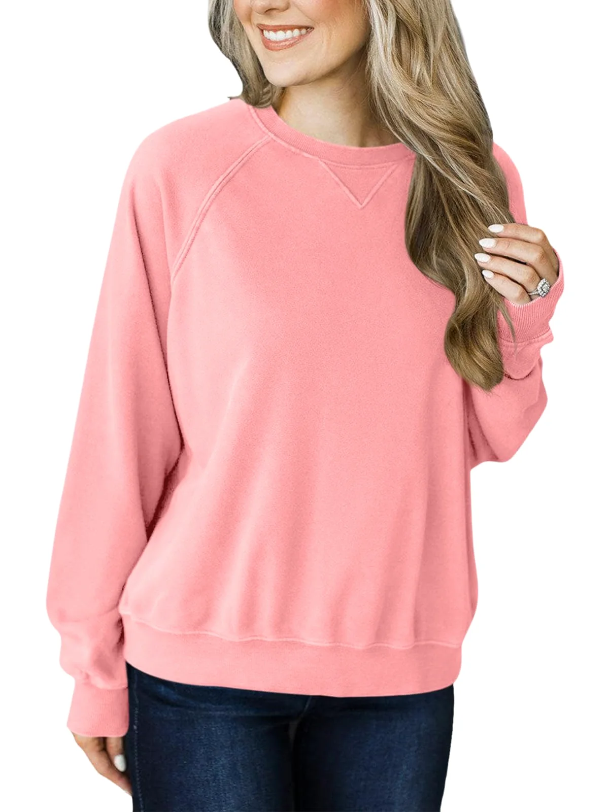 TICTICMIMI Light fleece raglan sweatshirt in Coral