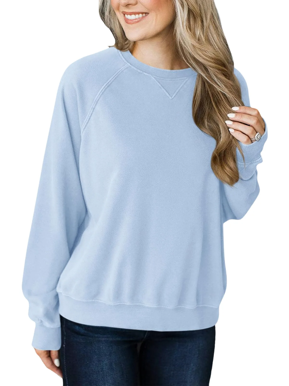 TICTICMIMI Light fleece raglan sweatshirt in Light Blue