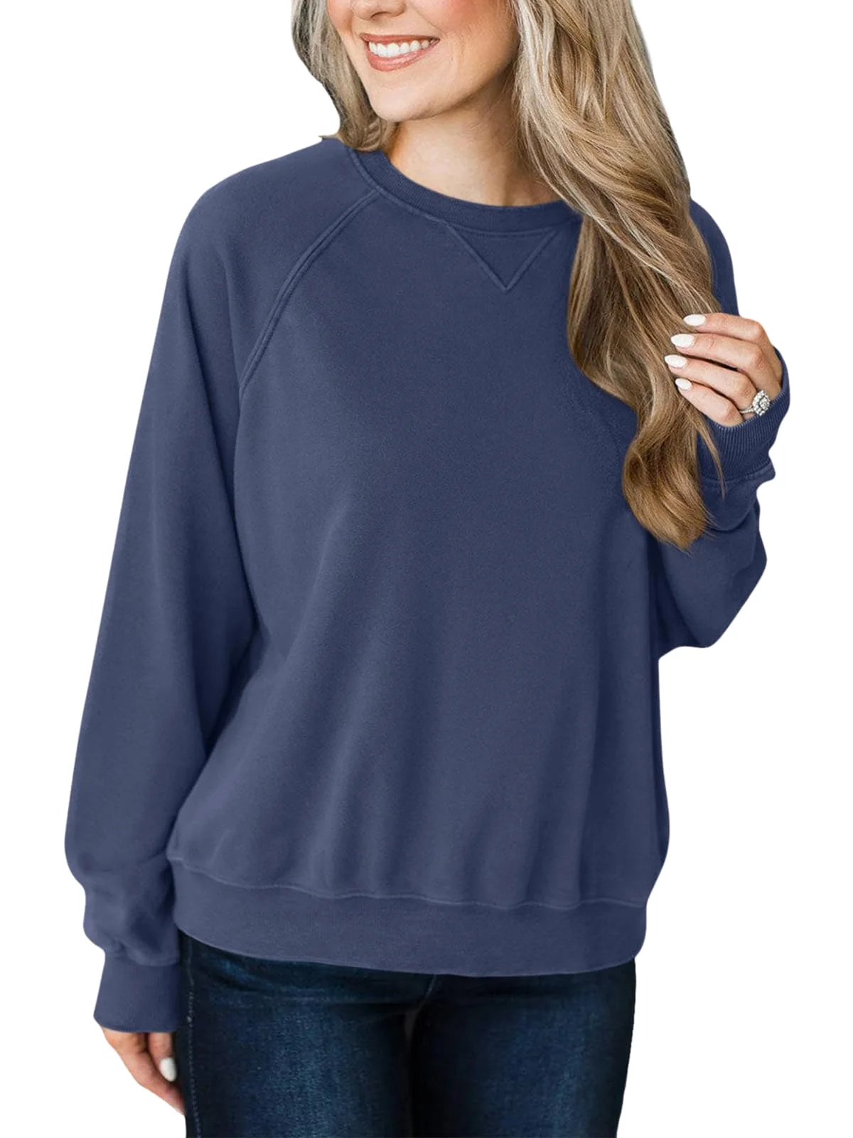 TICTICMIMI Light fleece raglan sweatshirt in Navy Blue