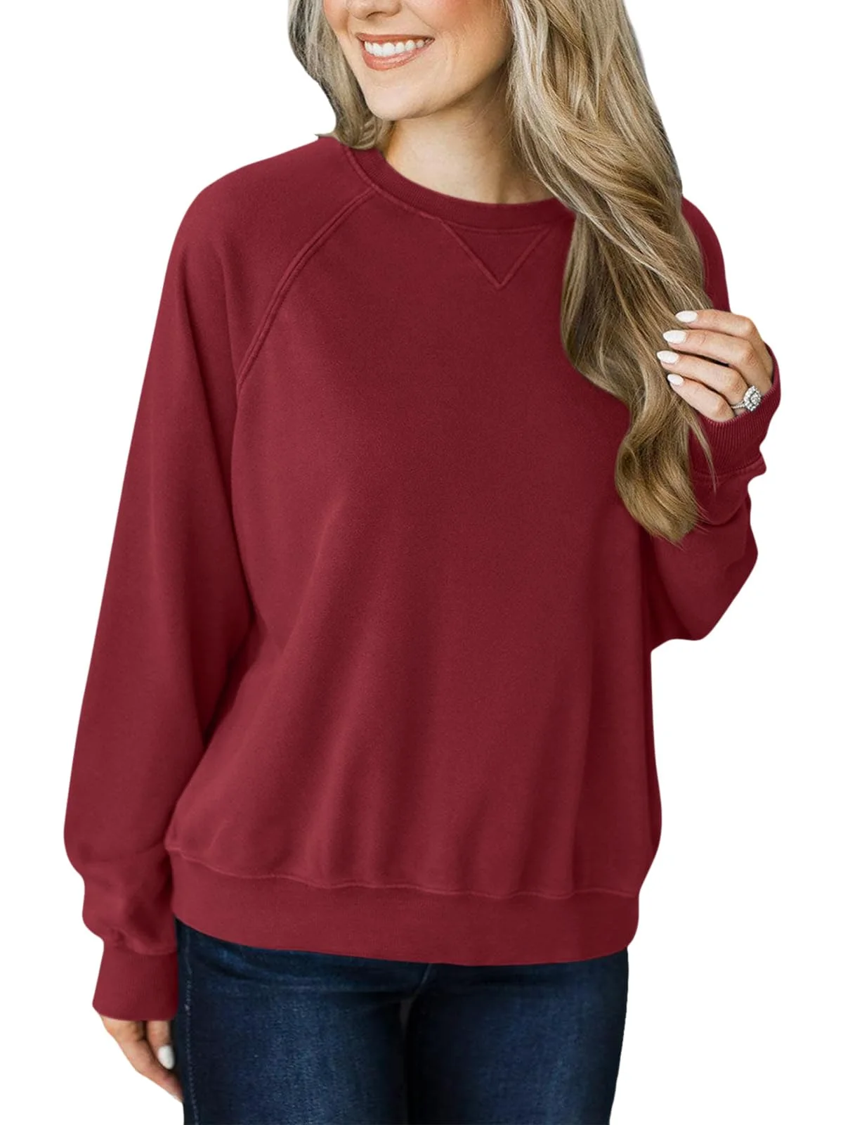 TICTICMIMI Light fleece raglan sweatshirt in Wine Red