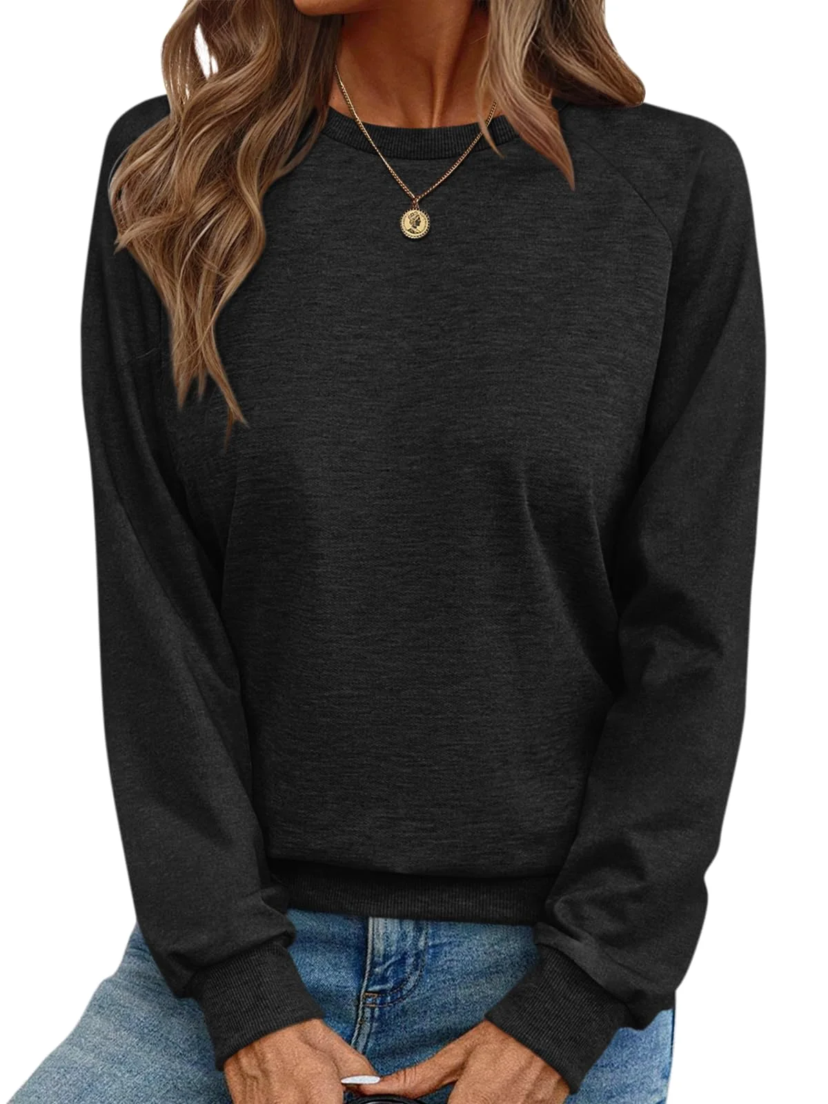 TICTICMIMI Lightweight raglan tunic sweatshirt in Black