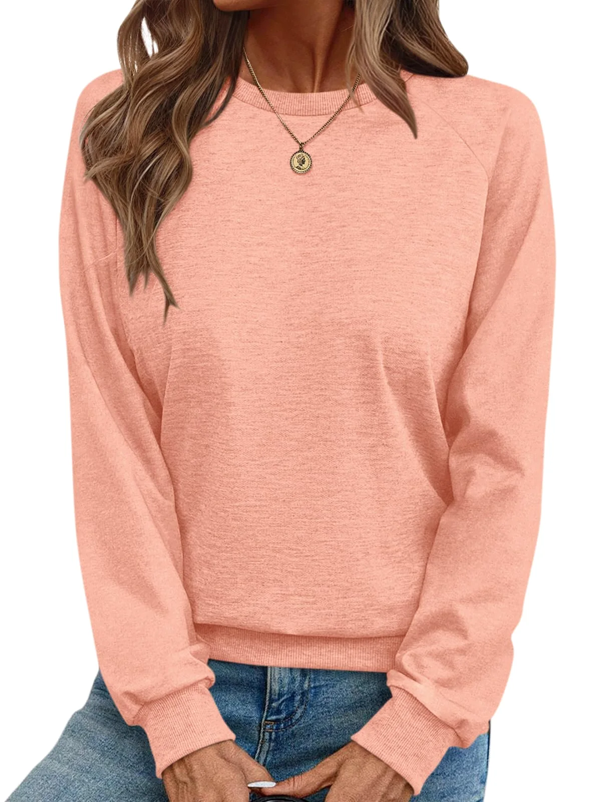 TICTICMIMI Lightweight raglan tunic sweatshirt in Coral