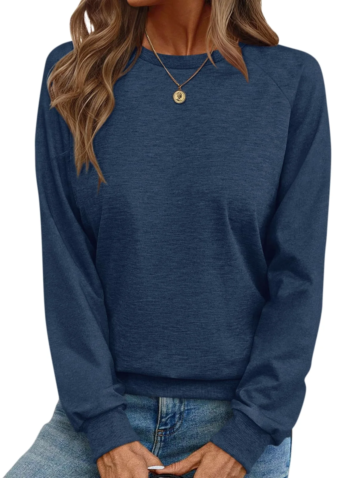 TICTICMIMI Lightweight raglan tunic sweatshirt in Dark Blue