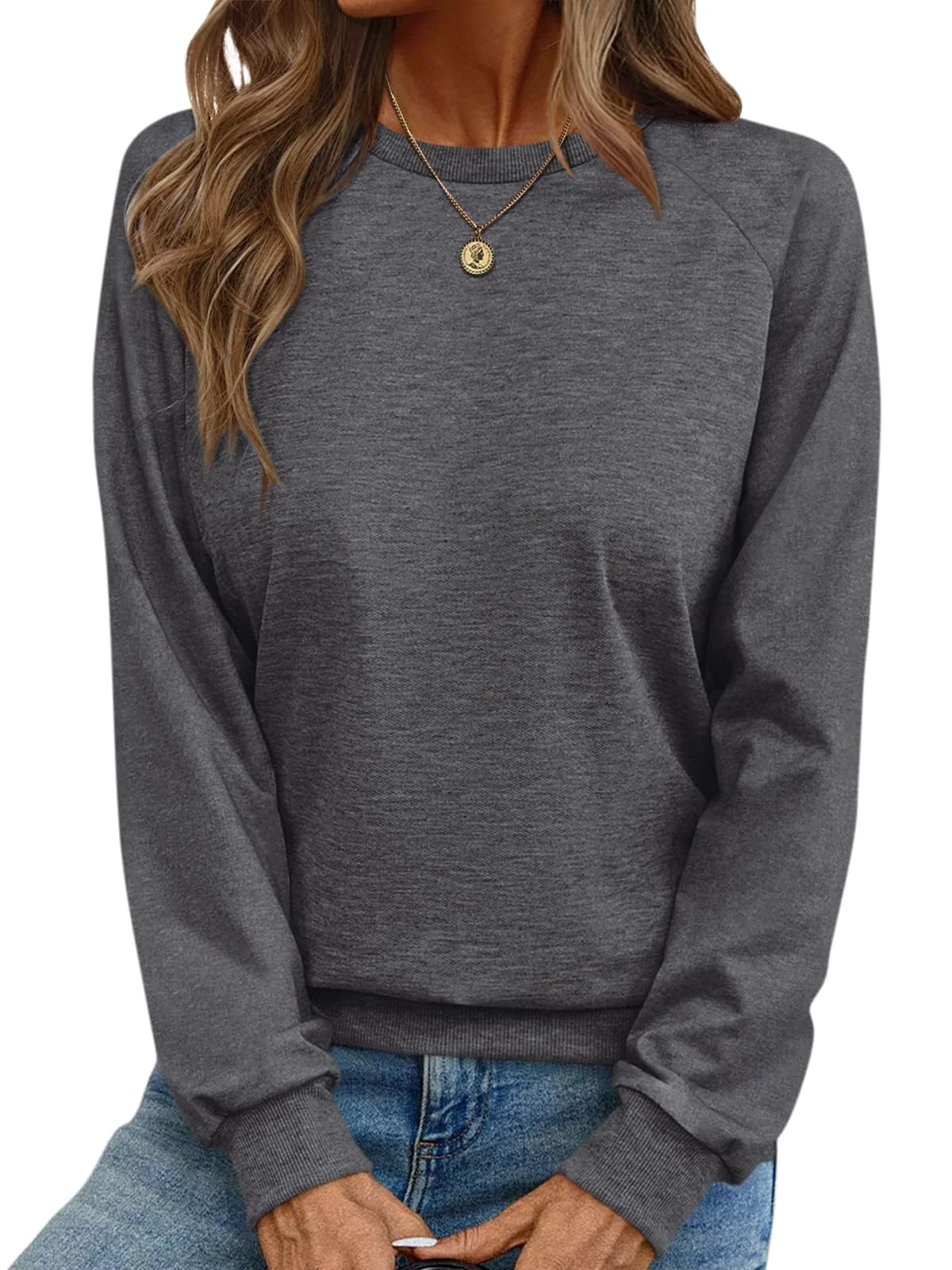 TICTICMIMI Lightweight raglan tunic sweatshirt in Dark Gray