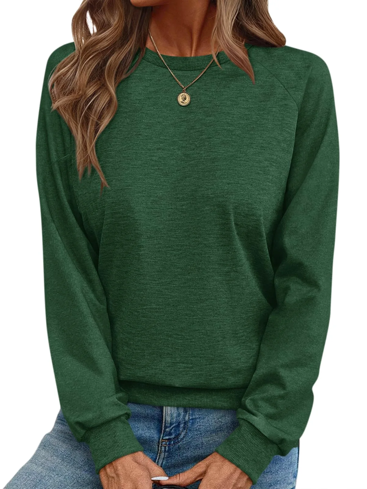 TICTICMIMI Lightweight raglan tunic sweatshirt in Green