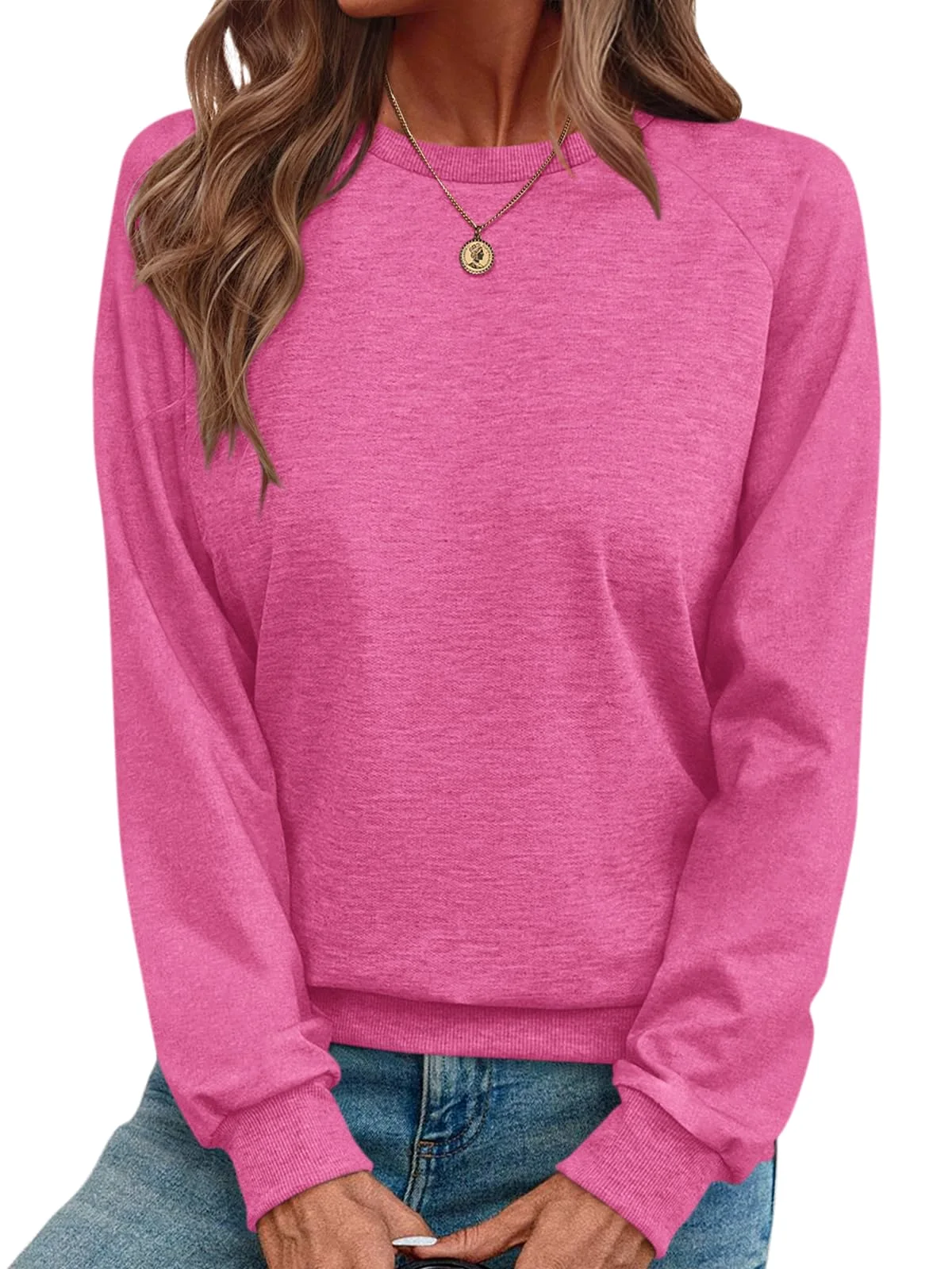 TICTICMIMI Lightweight raglan tunic sweatshirt in Hot Pink