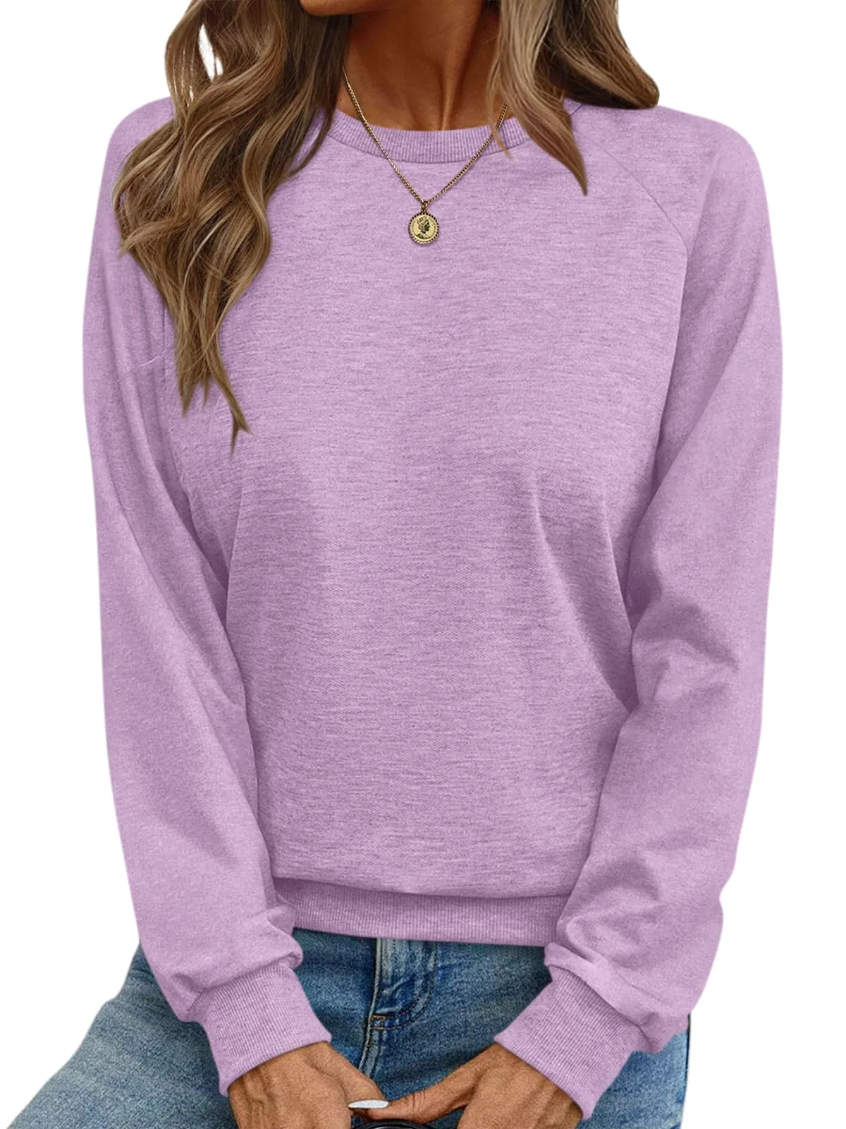TICTICMIMI Lightweight raglan tunic sweatshirt in Lavender
