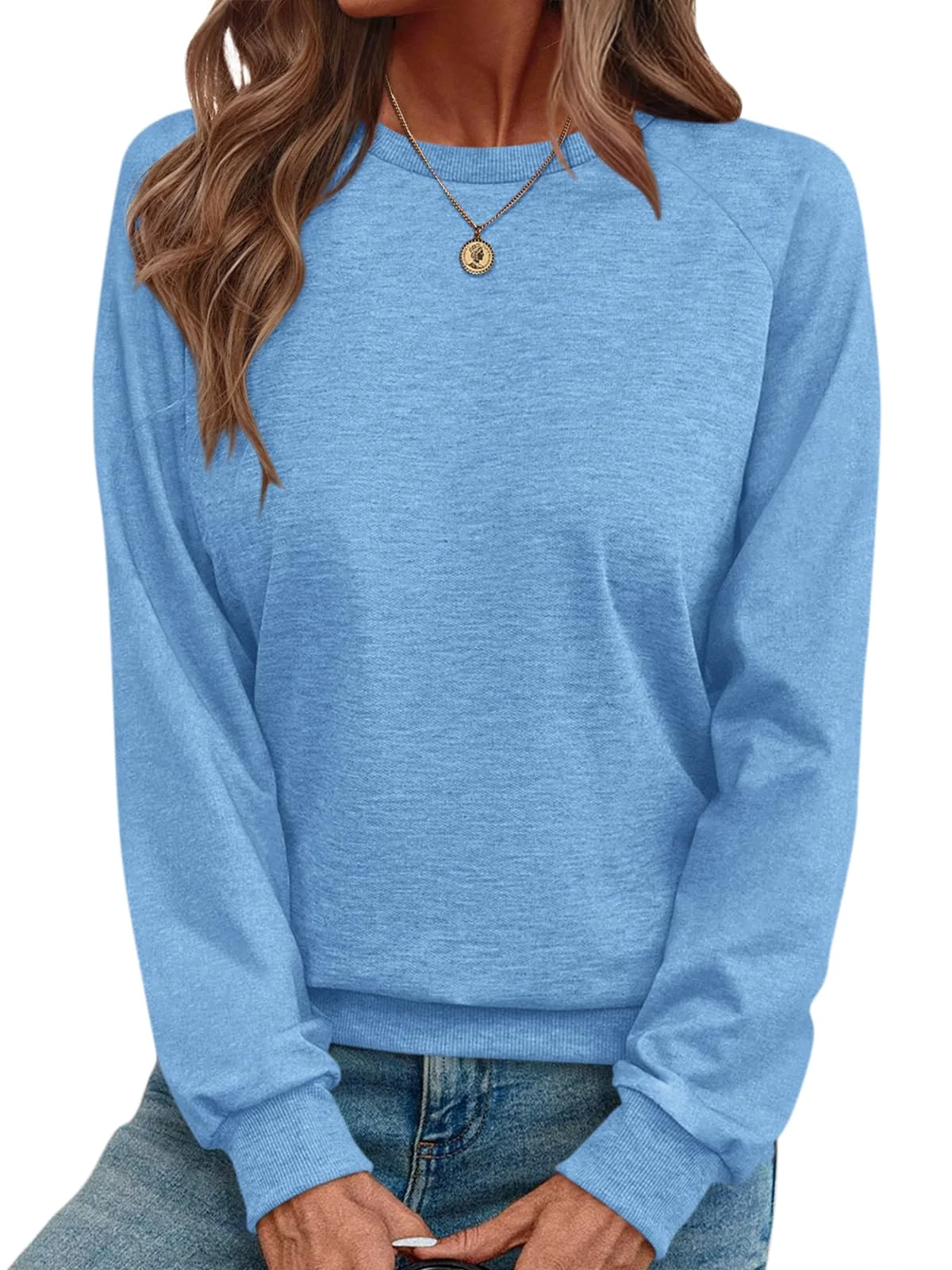 TICTICMIMI Lightweight raglan tunic sweatshirt in Light Blue