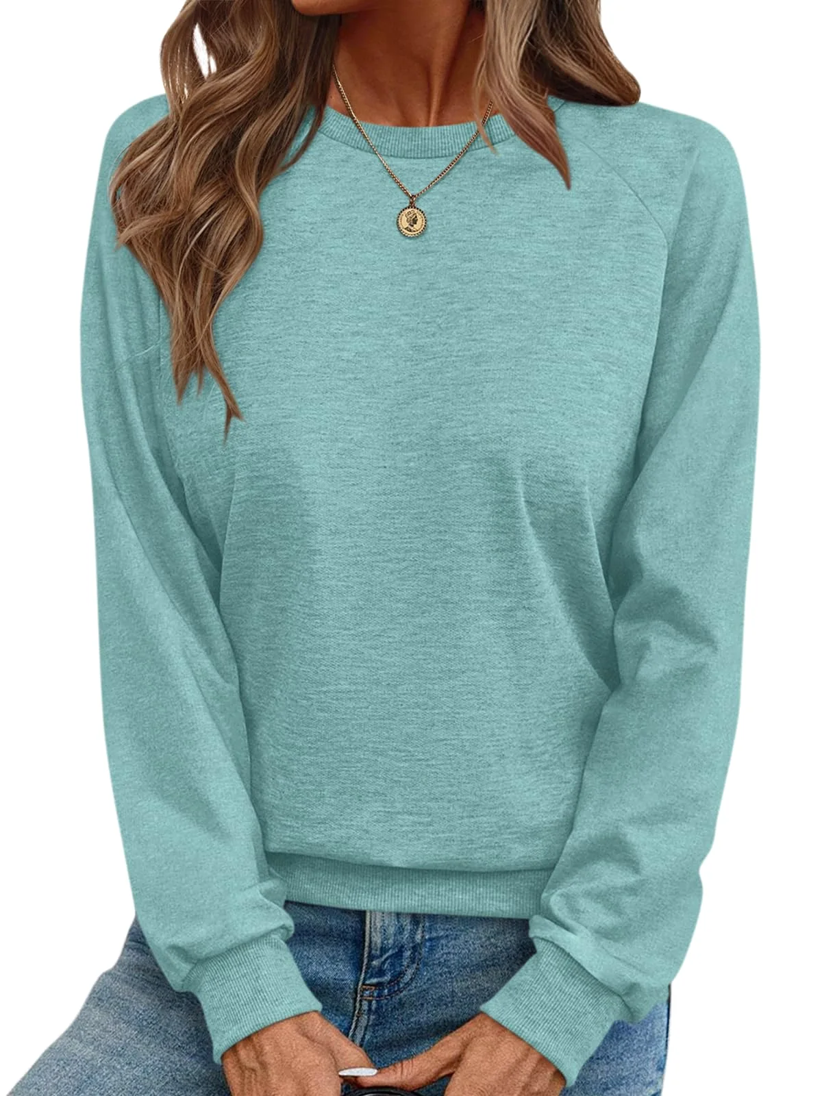 TICTICMIMI Lightweight raglan tunic sweatshirt in Mint Green