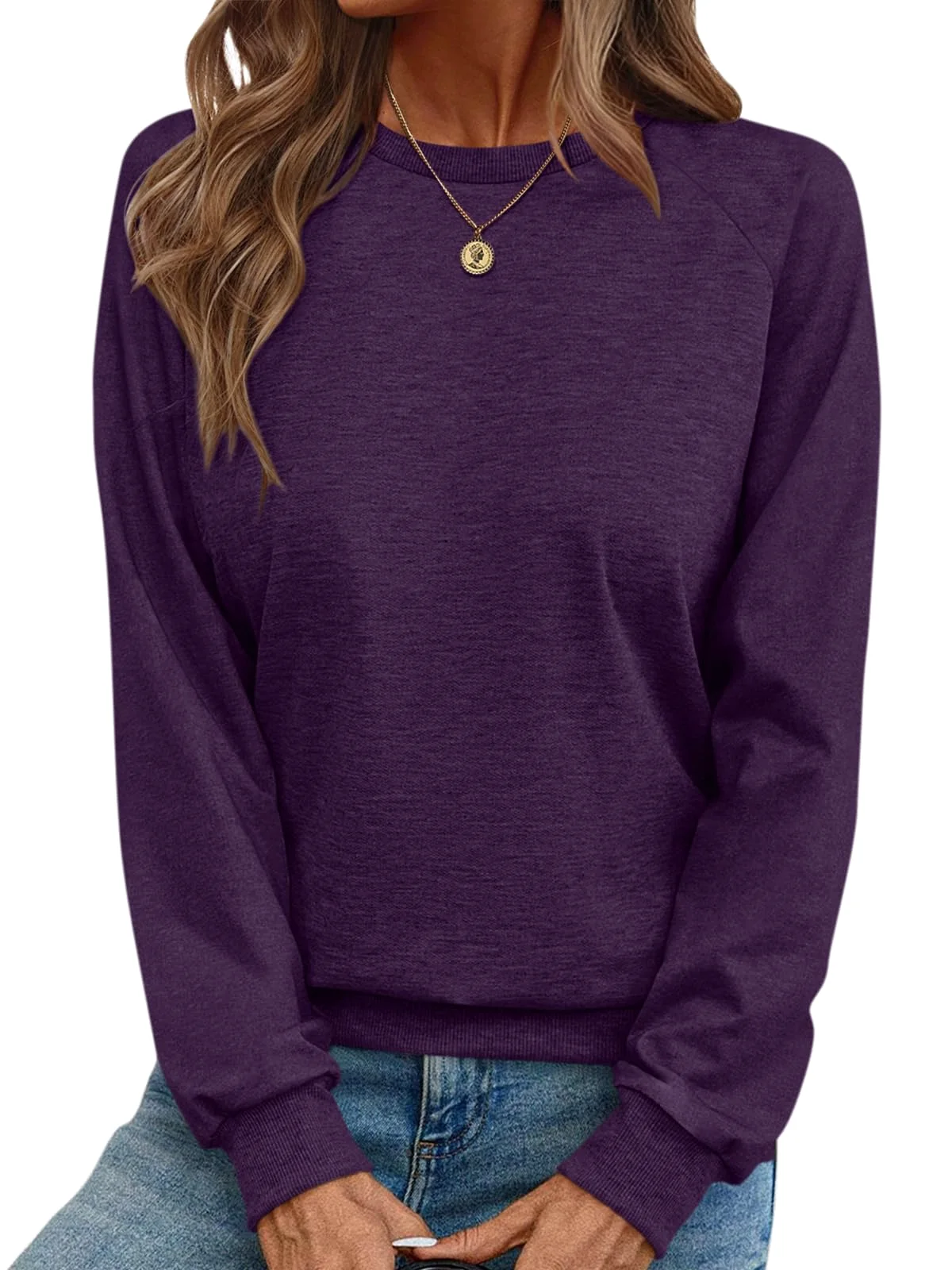 TICTICMIMI Lightweight raglan tunic sweatshirt in Purple