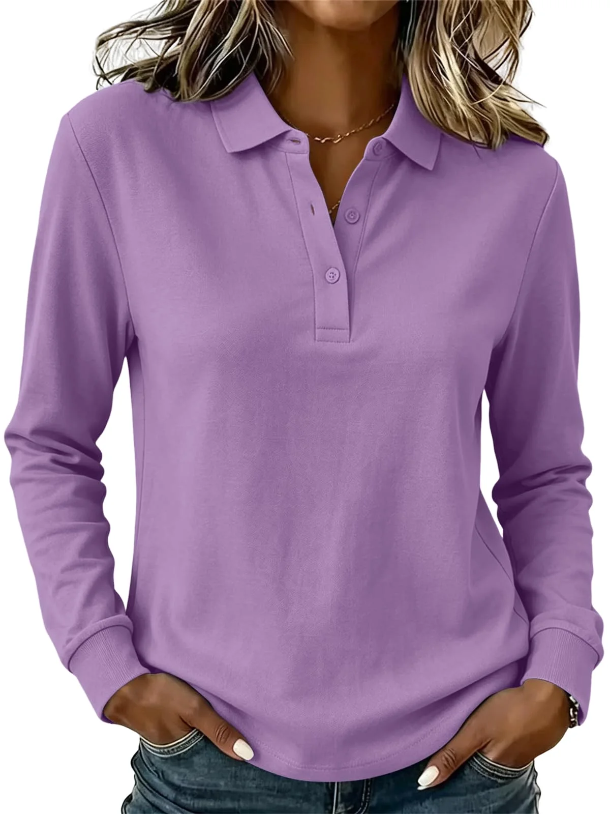 TICTICMIMI Long sleeve polo shirt in Lavender