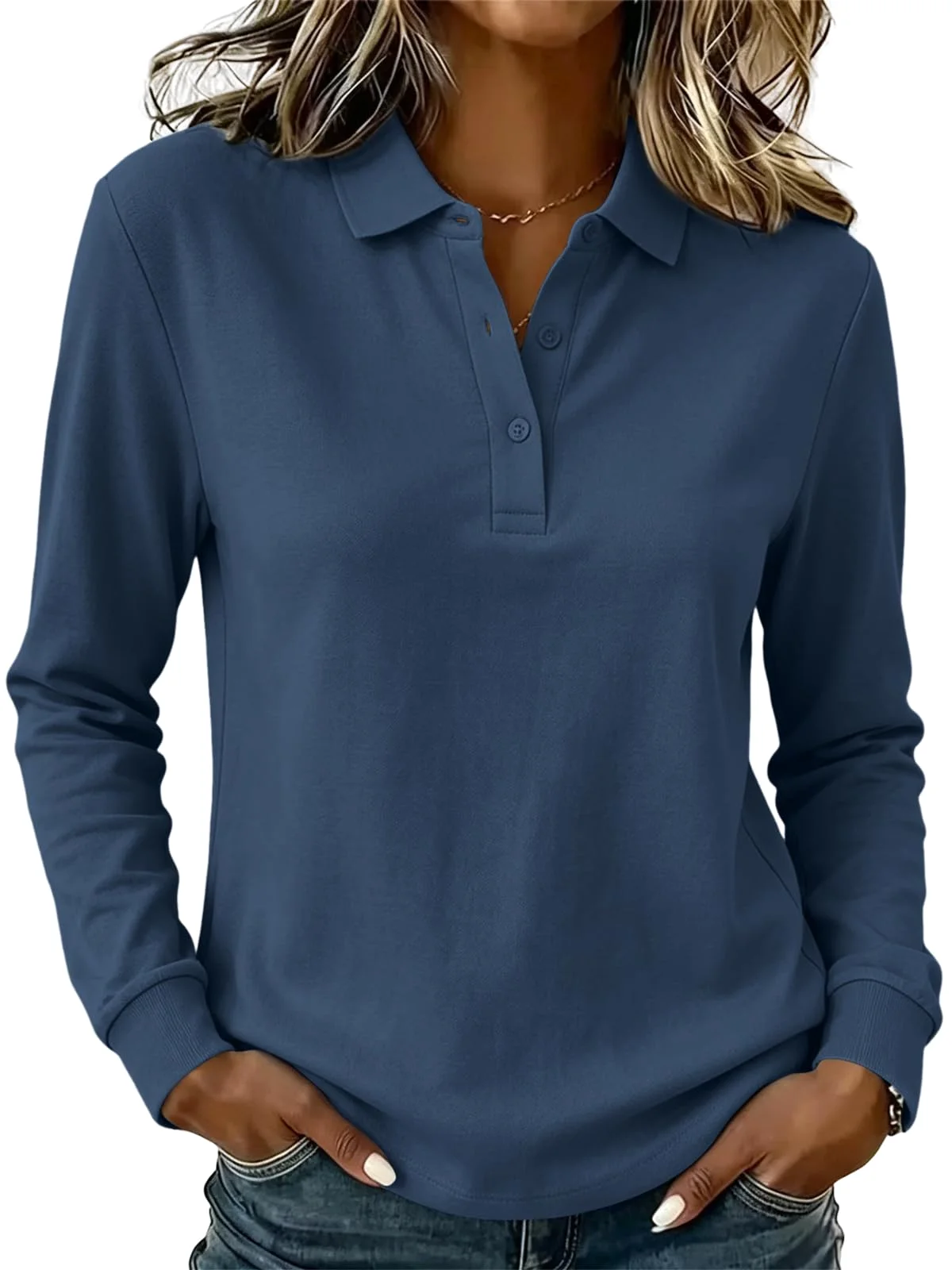 TICTICMIMI Long sleeve polo shirt in Navy Blue