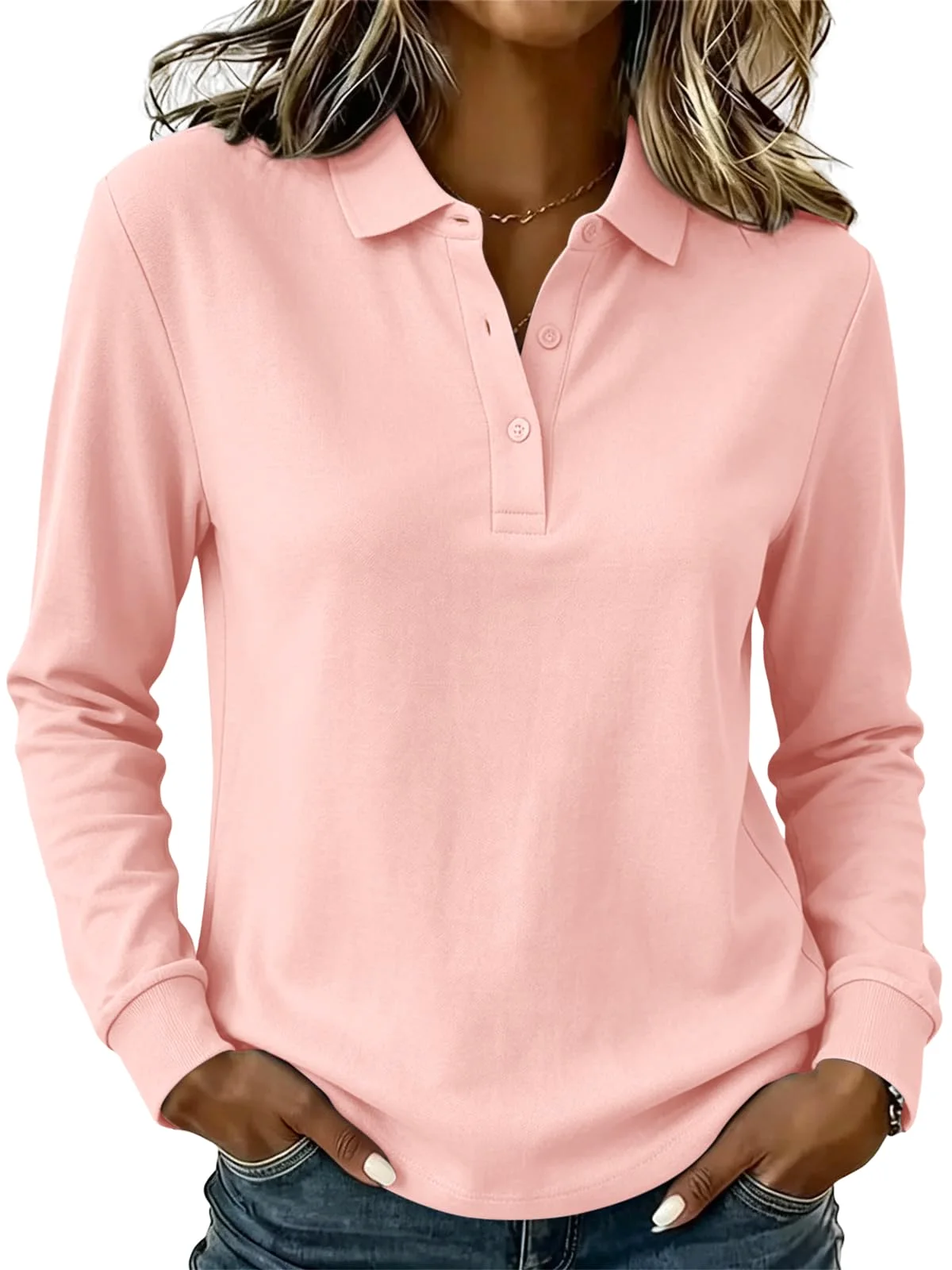 TICTICMIMI Long sleeve polo shirt in Pink