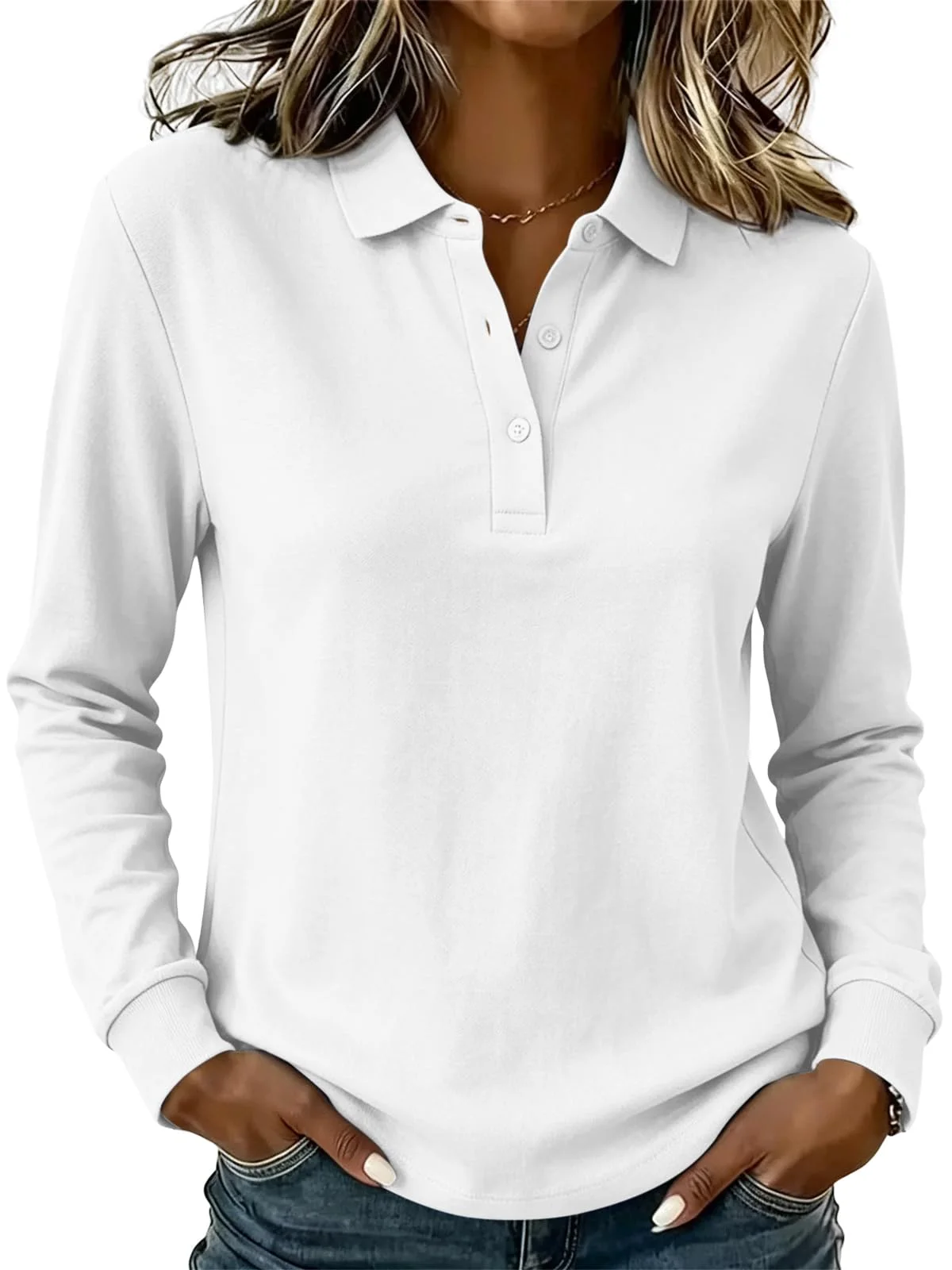 TICTICMIMI Long sleeve polo shirt in White
