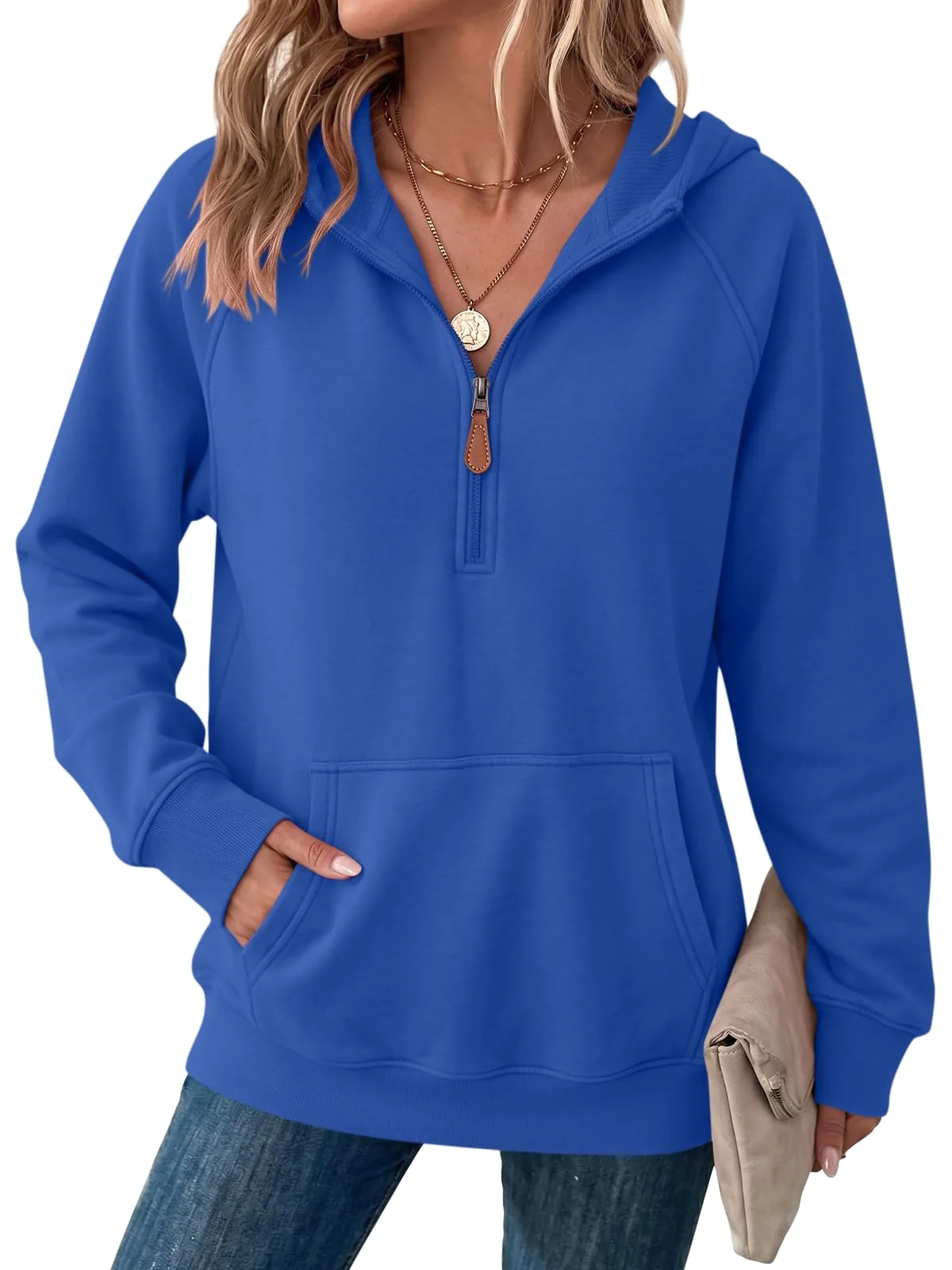 TICTICMIMI Quarter-zip oversized hoodie in Blue