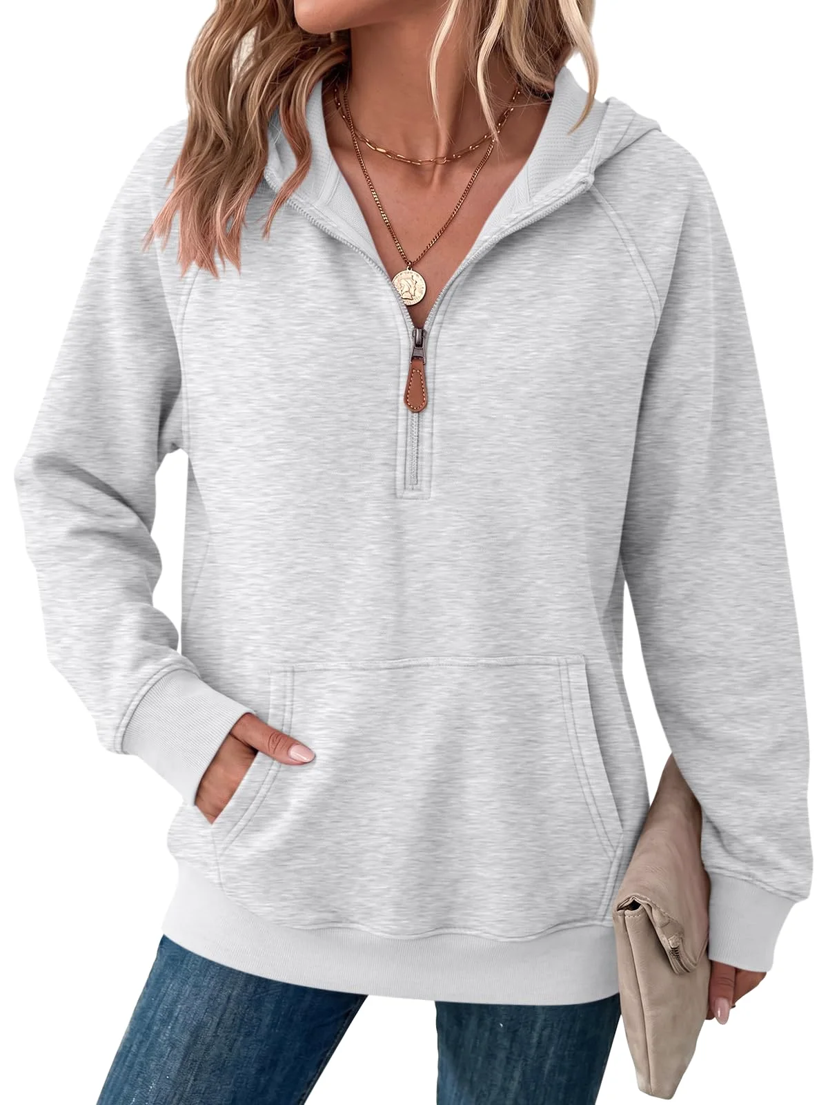 TICTICMIMI Quarter-zip oversized hoodie in Gray