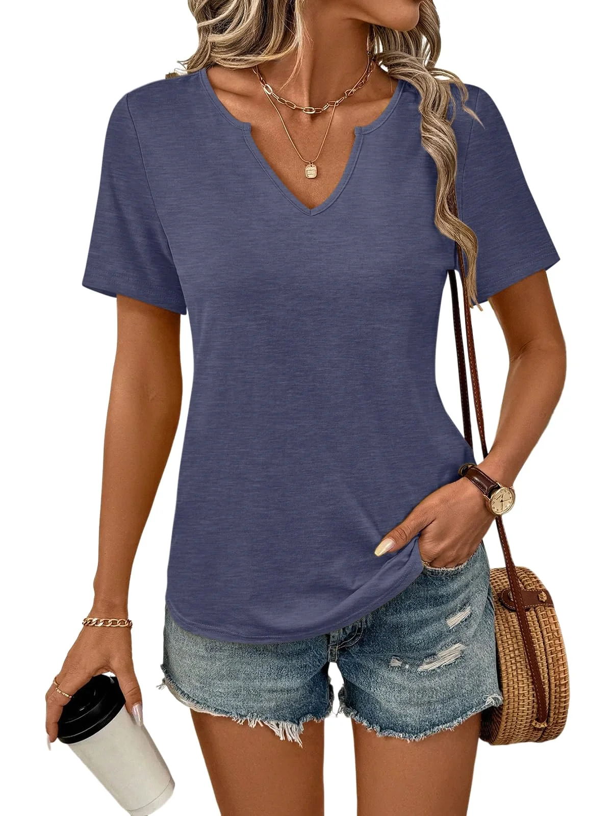 TICTICMIMI Relaxed V-neck tee in Navy