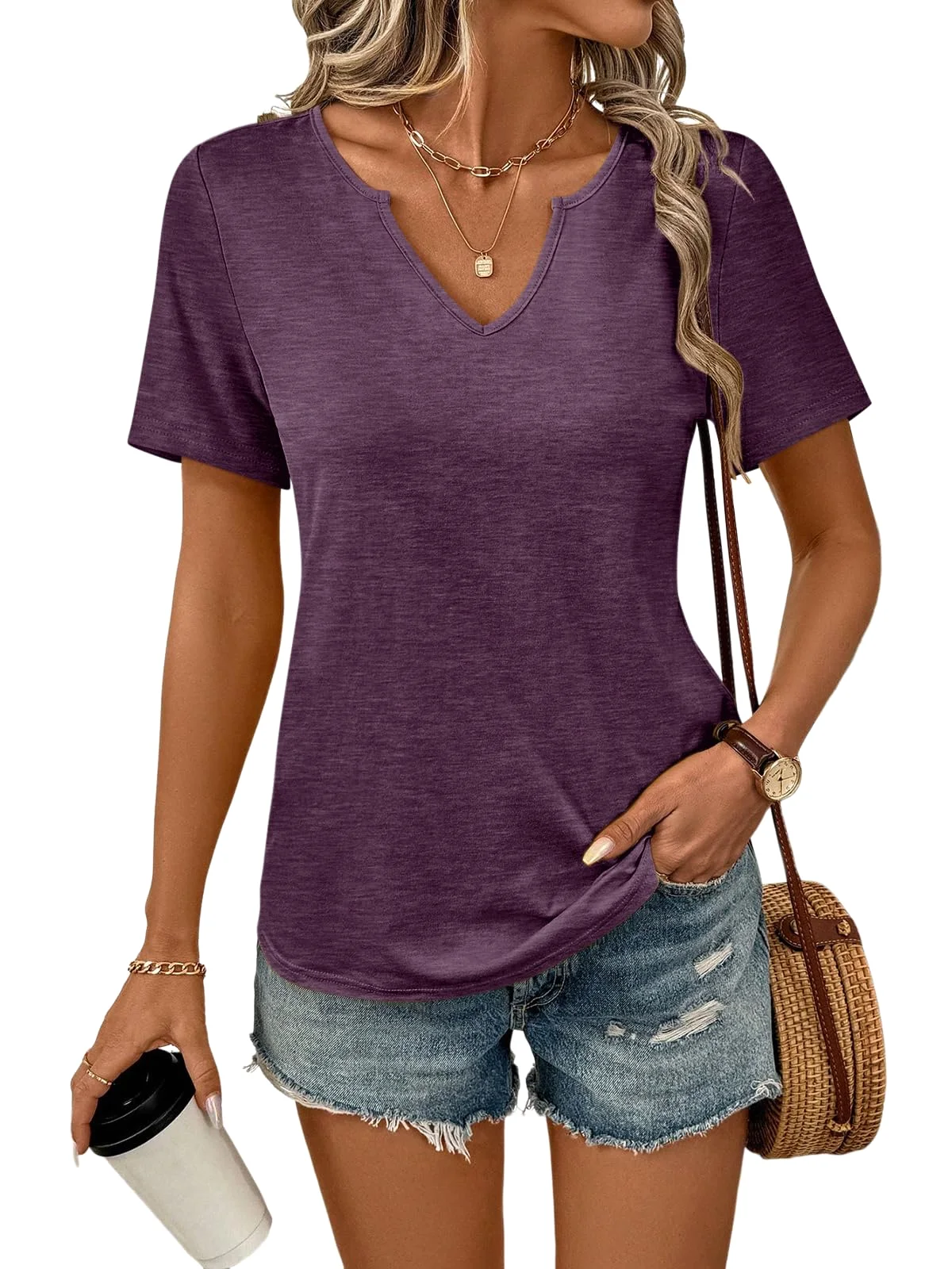 TICTICMIMI Relaxed V-neck tee in Purple