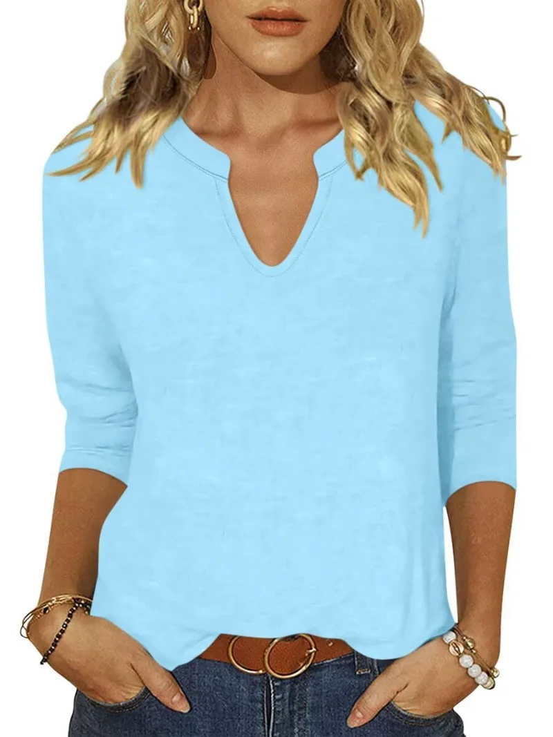 TICTICMIMI Small V-neck 3/4 sleeve tunic in Mint Blue