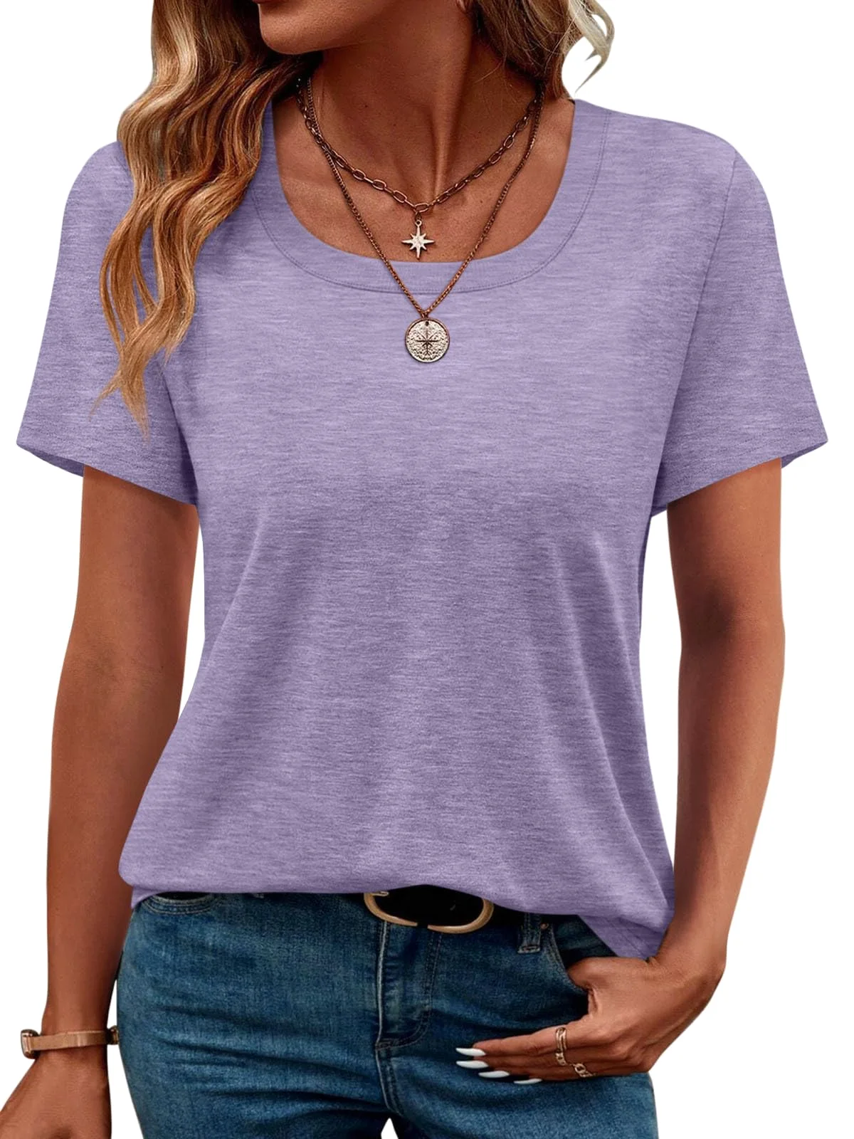 TICTICMIMI Square neck short sleeve tee in Lavender
